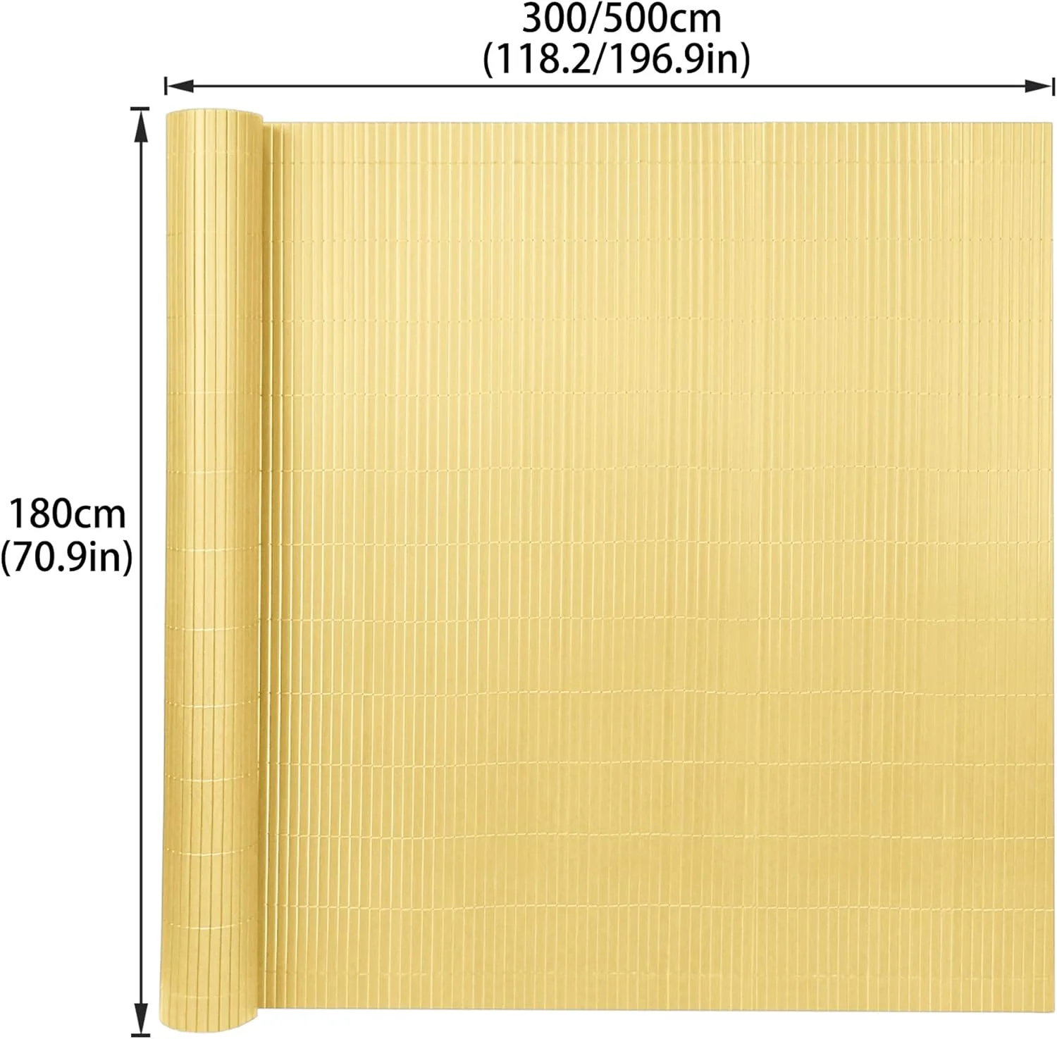 PVC Sichtschutzmatte Sichtschutzzaun 180x600CM, Bambus, Outdoor Sichtschutz mit verstärkten Lamellen - Image 2
