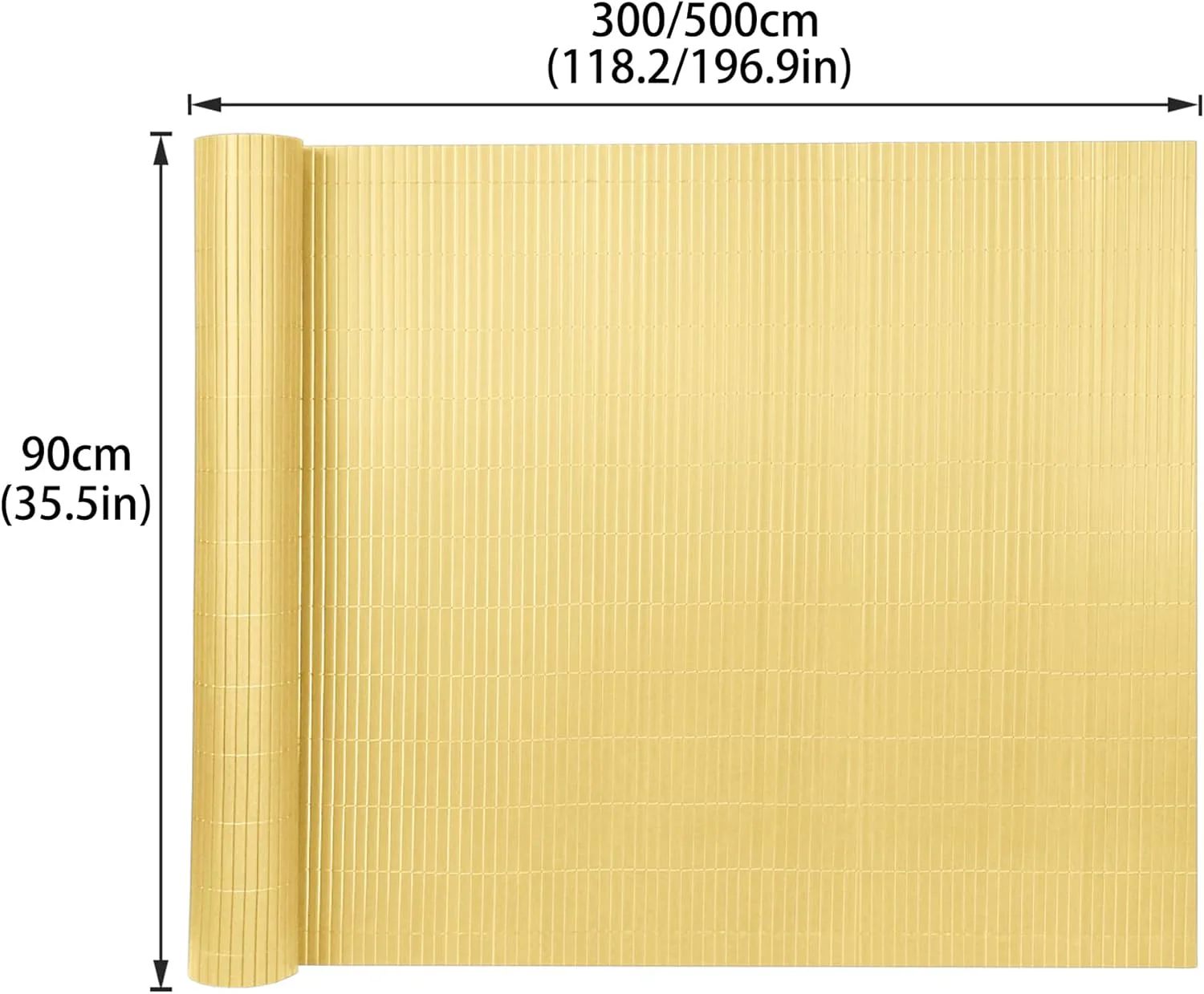 PVC Sichtschutzmatte Sichtschutzzaun 90x600CM, Bambus, Outdoor Sichtschutz mit verstärkten Lamellen, - Image 2
