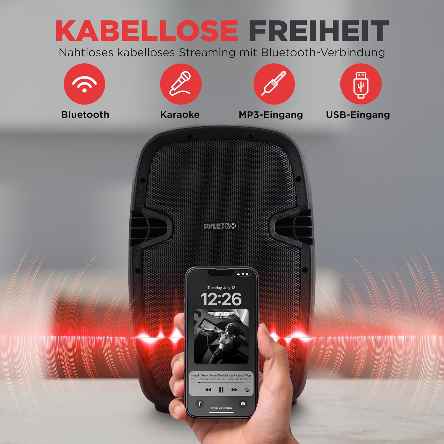 Pyle PA Anlage, 1000W- PA Anlage Komplettset, Lautsprecher mit Mikrofon, Partybox Bluetooth, DJ Laut - Image 4