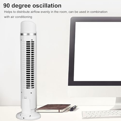 Qcwwy Tower-Ventilator ohne Flügel, 34 DB, Leiser, 90° Oszillierender Schreibtischventilator, Tischv - Image 2