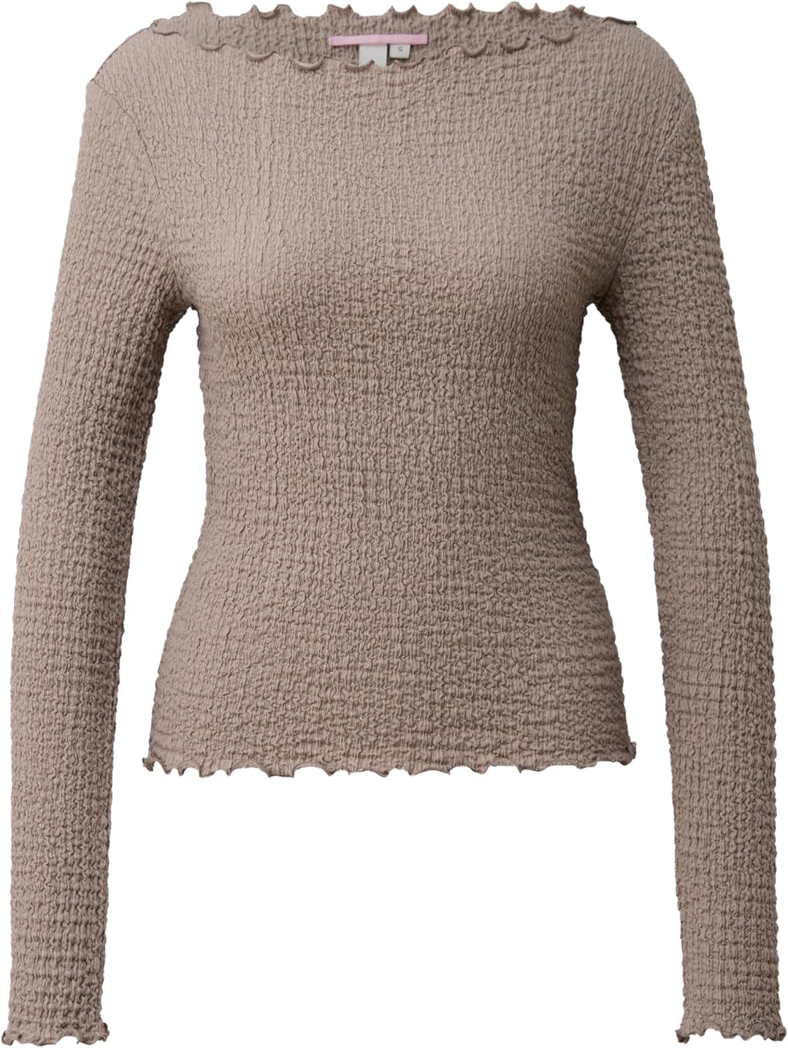 QS Damen Strukturiertes Langarmshirt T-Shirt Langarm M 9625_hellbraun, M 9625_hellbraun - Image 7