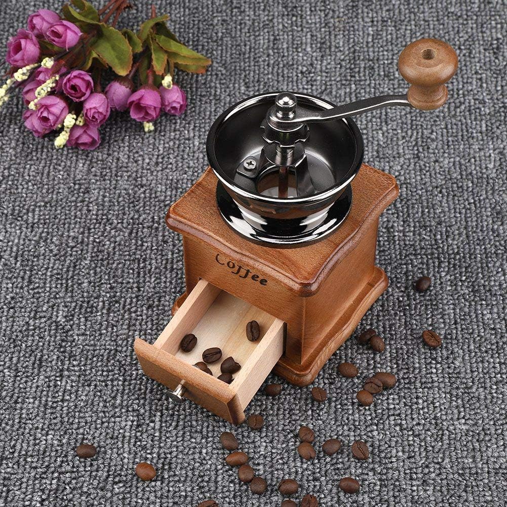 Queen.Y kaffeemühle Manuell, Tragbare Retro-Bohnenmühle mit Holzschublade Manuelle Minimühle für Zuh - Image 2