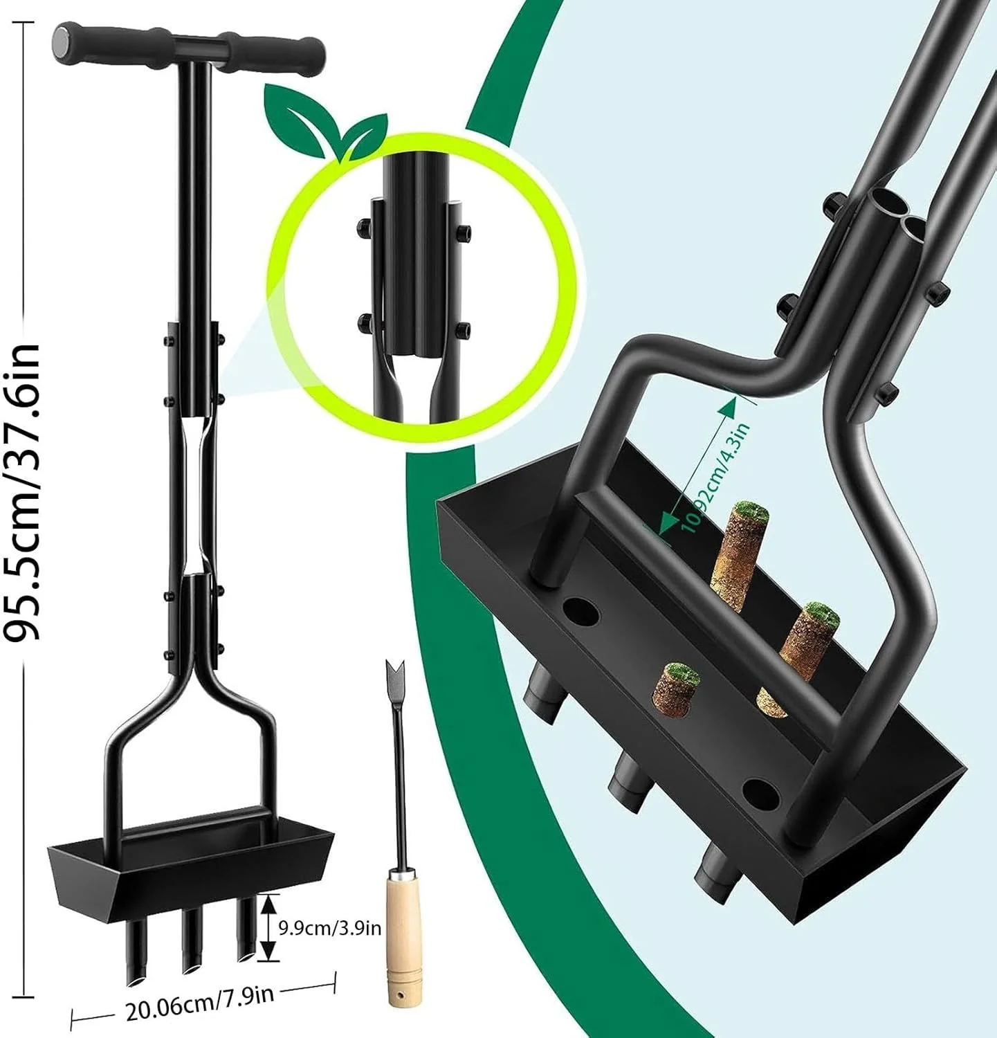 Rasenlüfter, Aerifizierer Für Rasen Hohlspoon Mit Ablageschale Und Gartengeräten, T-Griff Rasenbelüf - Image 4