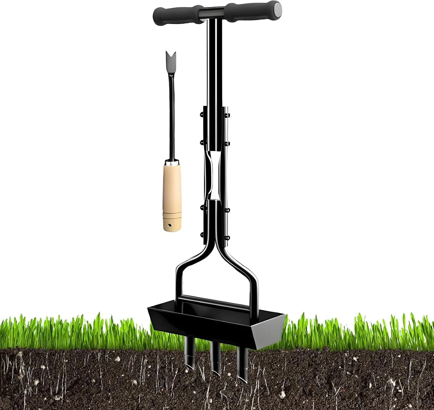 Rasenlüfter, Lawn Aerator Tool, Aerifizierer Für Rasen Hohlspoon Mit Ablageschale Und Gartengeräten, - Image 7