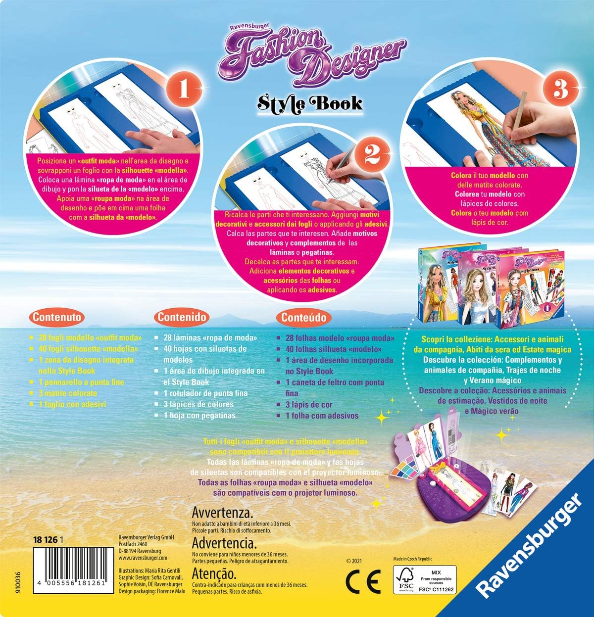 Ravensburger 18126 1 Fashion Designer Style Book Magie Sommer Kreatives Spiel, Mehrfarbig - Image 7
