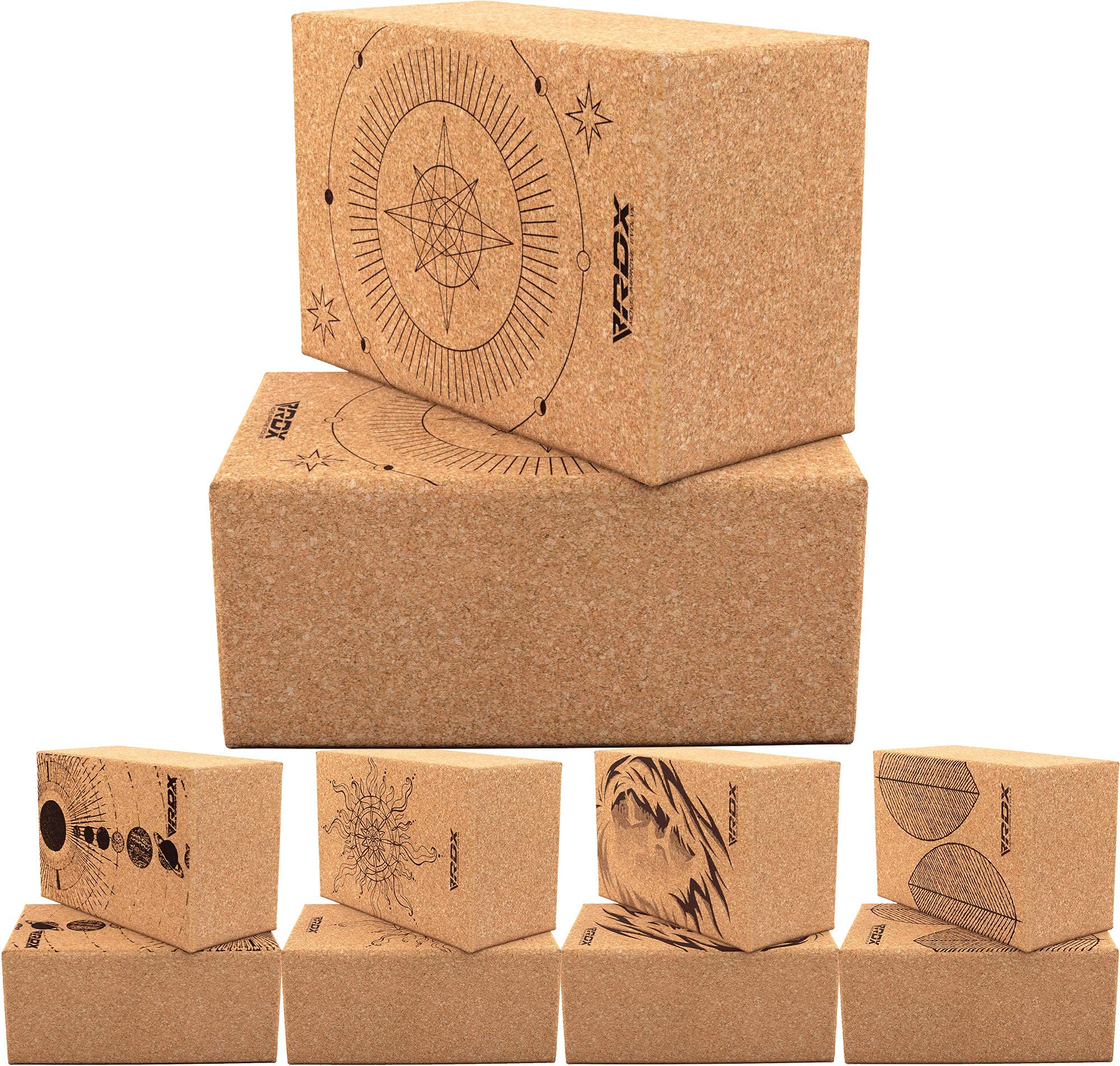 RDX Yoga Cork Block Set, High Density Eva Schaumstoff Rutschfester Blöcke, Leichtes Yogaklotz für Kö