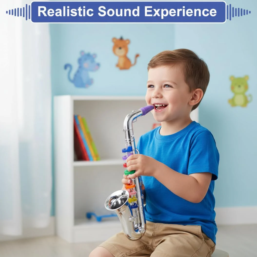 Realistisches Plastikspielzeug-Saxophon, frühpädagogisches Saxophonspielzeug für Kinder, Kleinkinder - Image 2