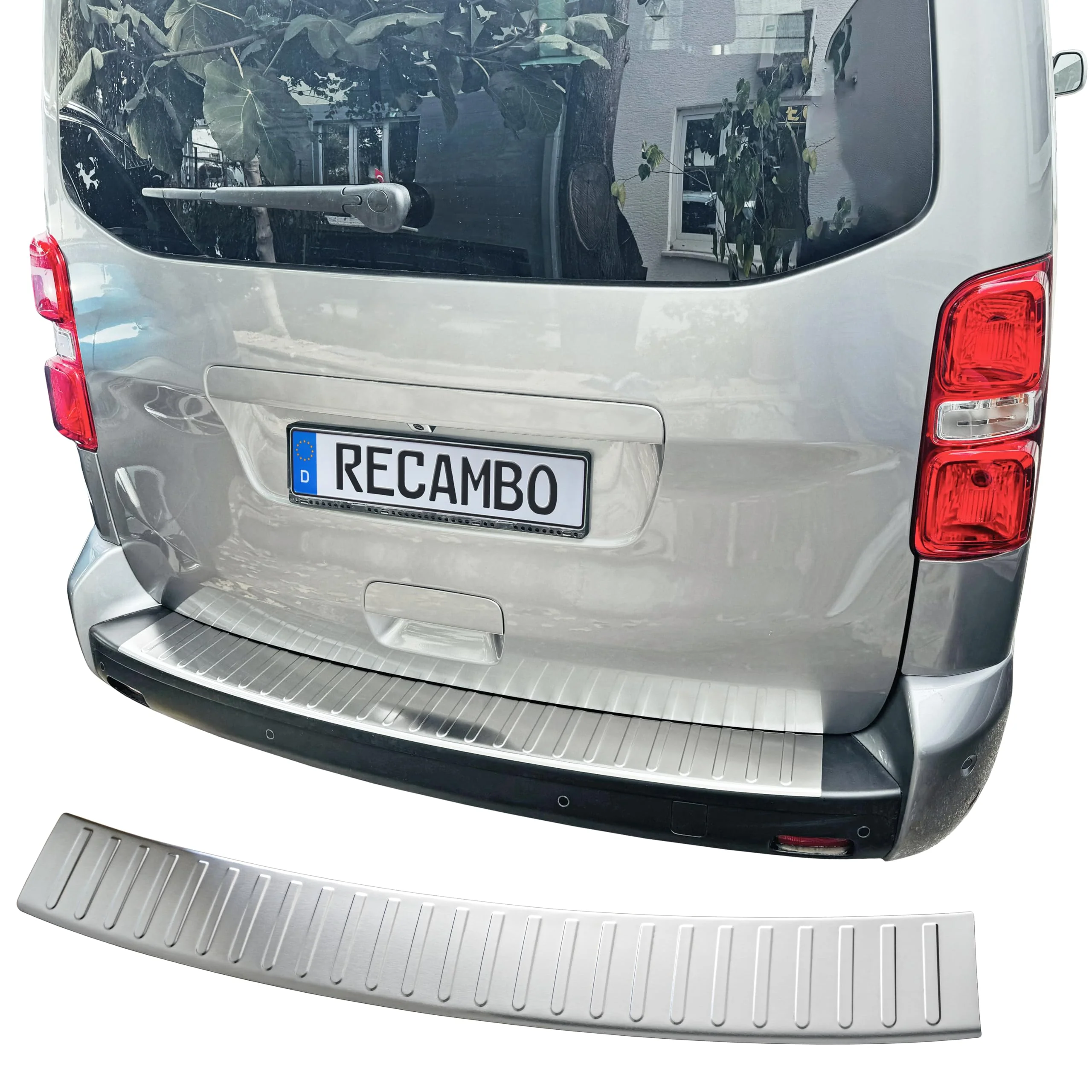 RECAMBO Ladekantenschutz Edelstahl matt gebürstet mit Textur - kompatibel für Citroen Spacetourer -