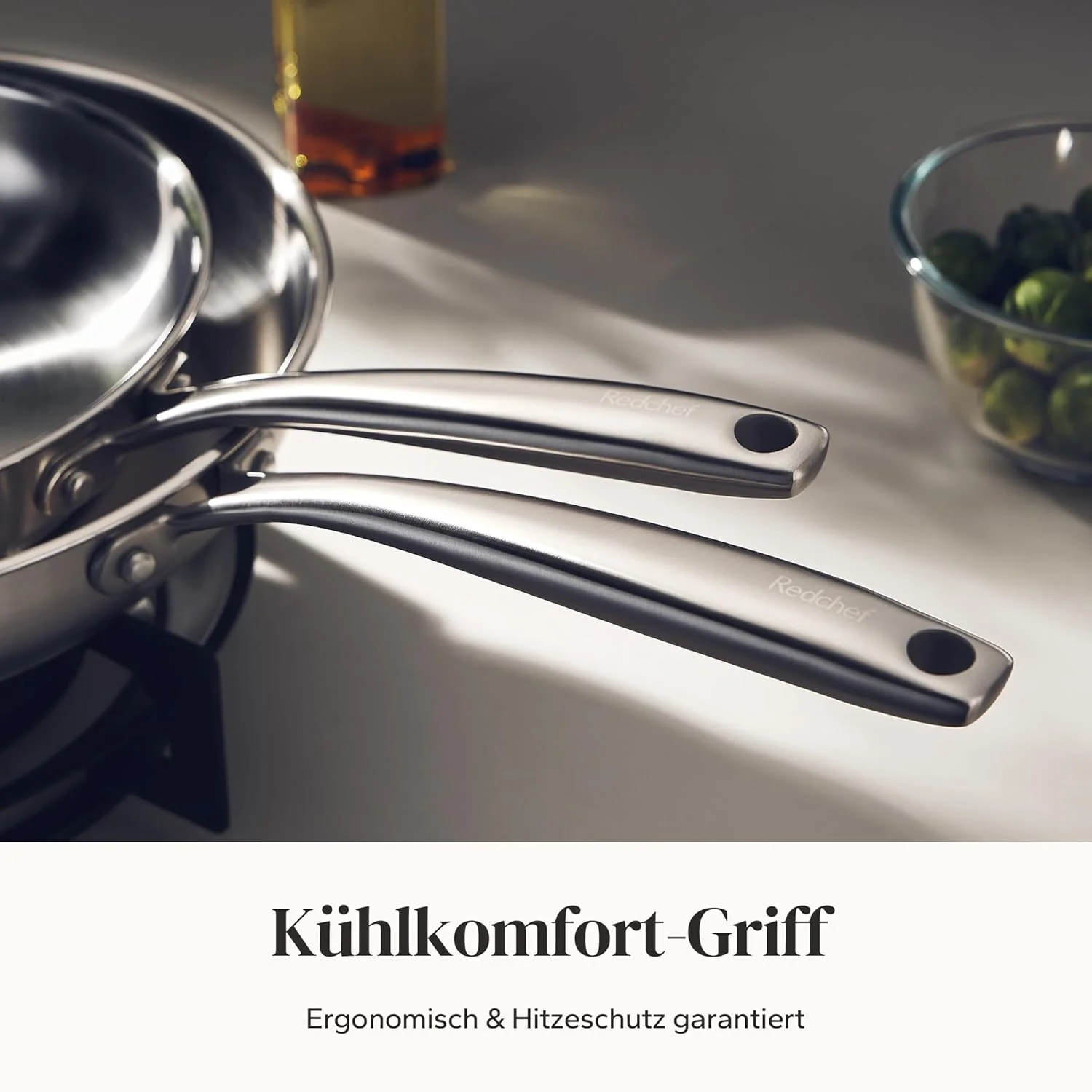 Redchef Bratpfanne 28 cm, Edelstahlpfanne unbeschichtet mit genieteter Griff, Edelstahl, Induktionsg - Image 4