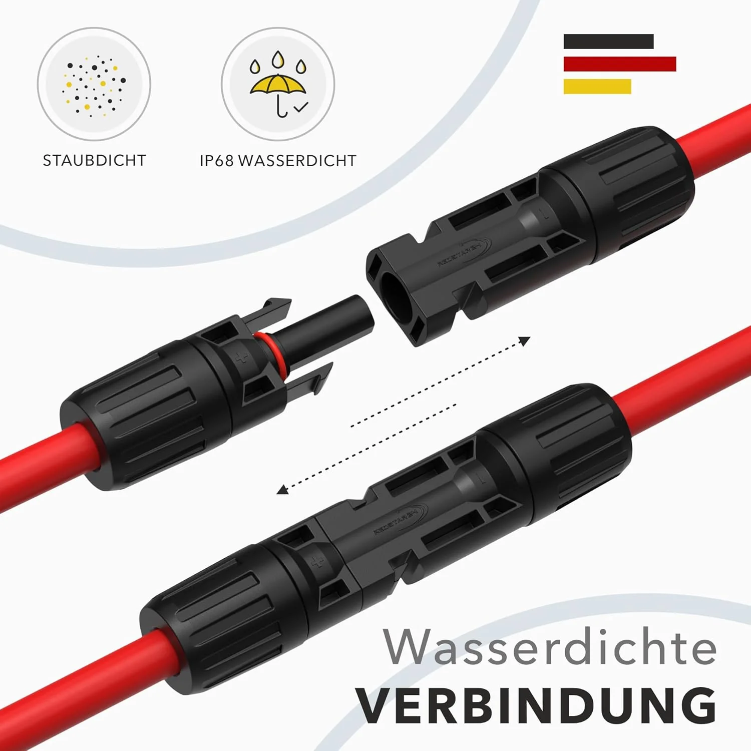 RedStar24 Solarkabel Verlängerung 4mm² - 5m - UV-beständig, Photovoltaik Kabel, PV Kabel, Solar Verl - Image 6