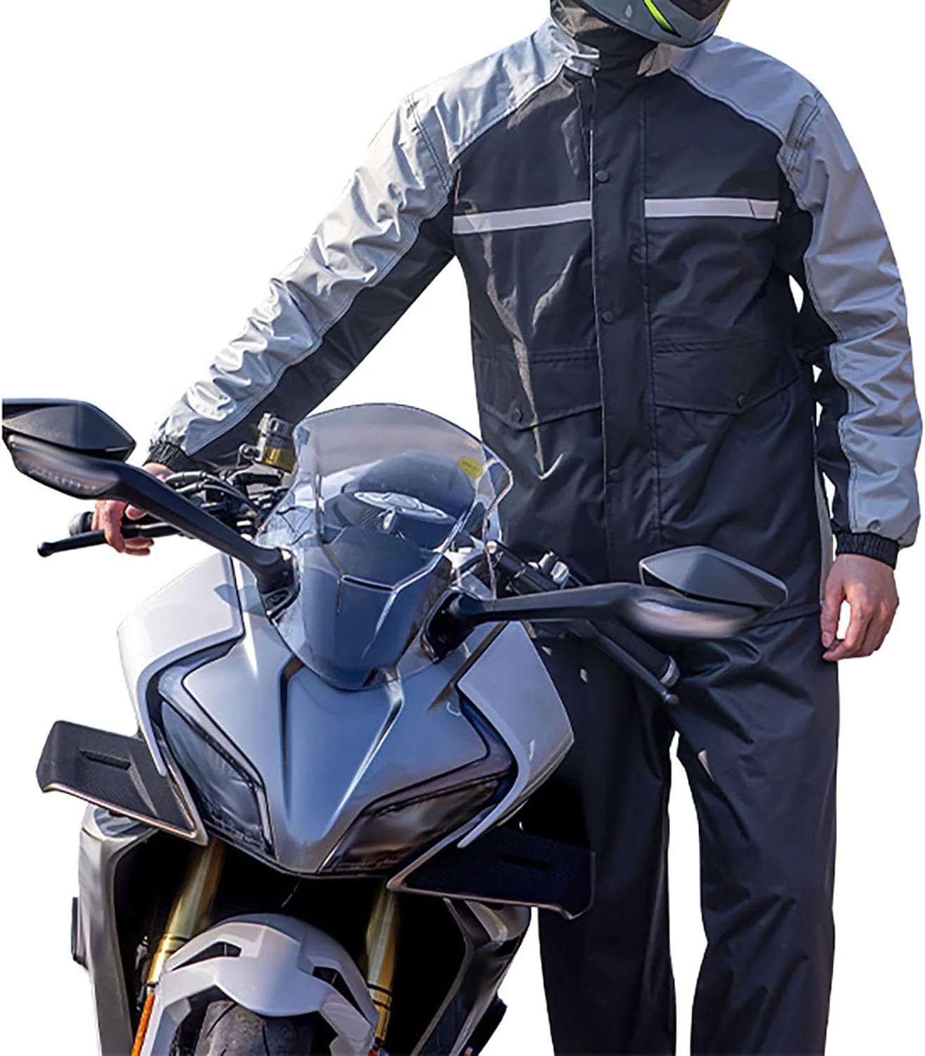 Regenanzug Herren, Wasserdicht Atmungsaktiv 2 Teilig Regenkleidung Reflektierend Regenjacke und Rege - Image 2