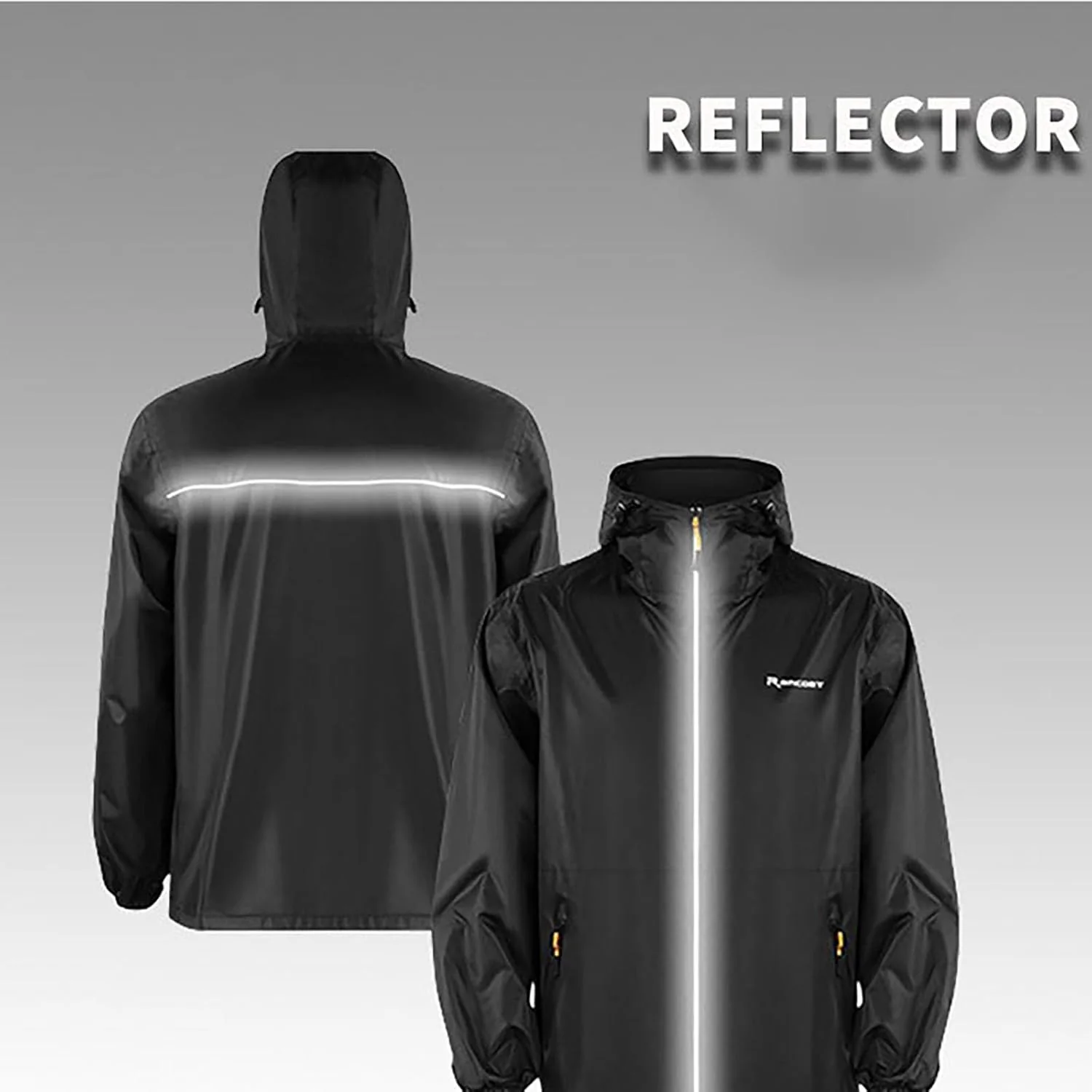 Regenanzug Herren, Wasserdicht Atmungsaktiv 2 Teilig Regenkleidung Reflektierend Regenjacke und Rege - Image 4