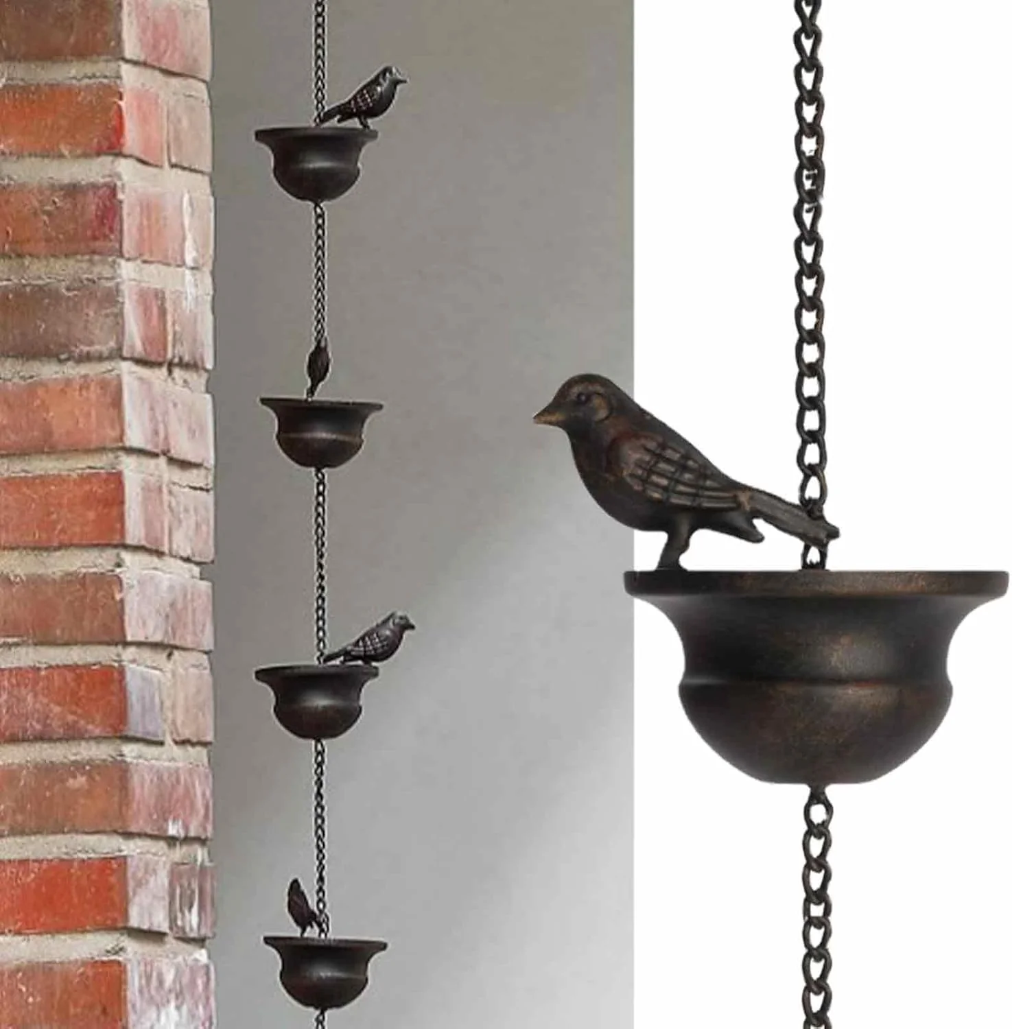 Regenkette Für Dachrinnen, Hängende Regenkette Aus Metall, Vogel Regenschirm Metall Regenkette Dekor - Image 2