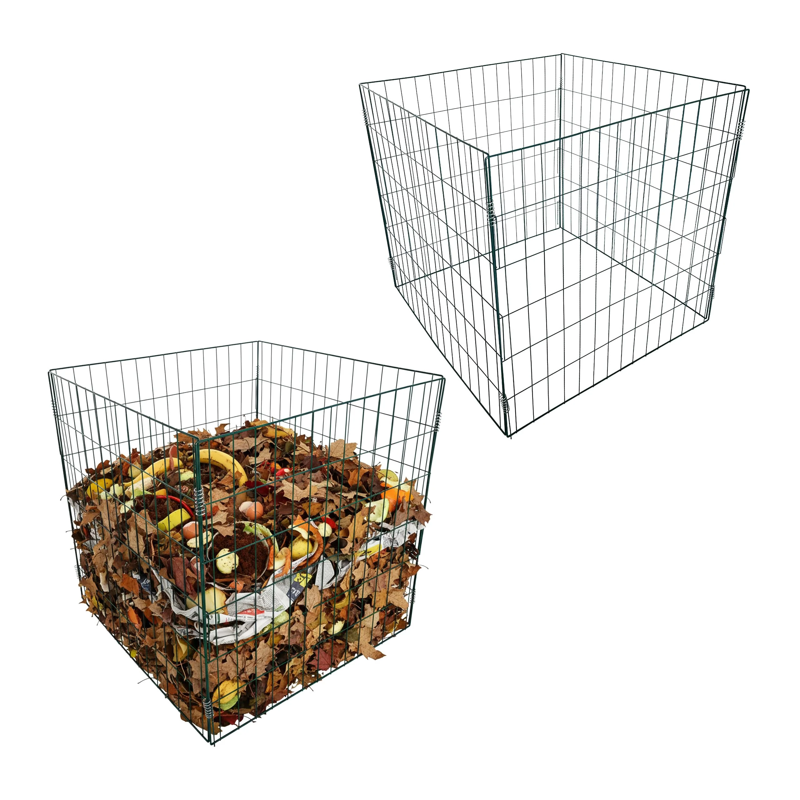 Relaxdays Komposter Metall, 2er Set, Biokomposter Garten, HBT 76x76x76 cm, pulverbeschichteter Draht