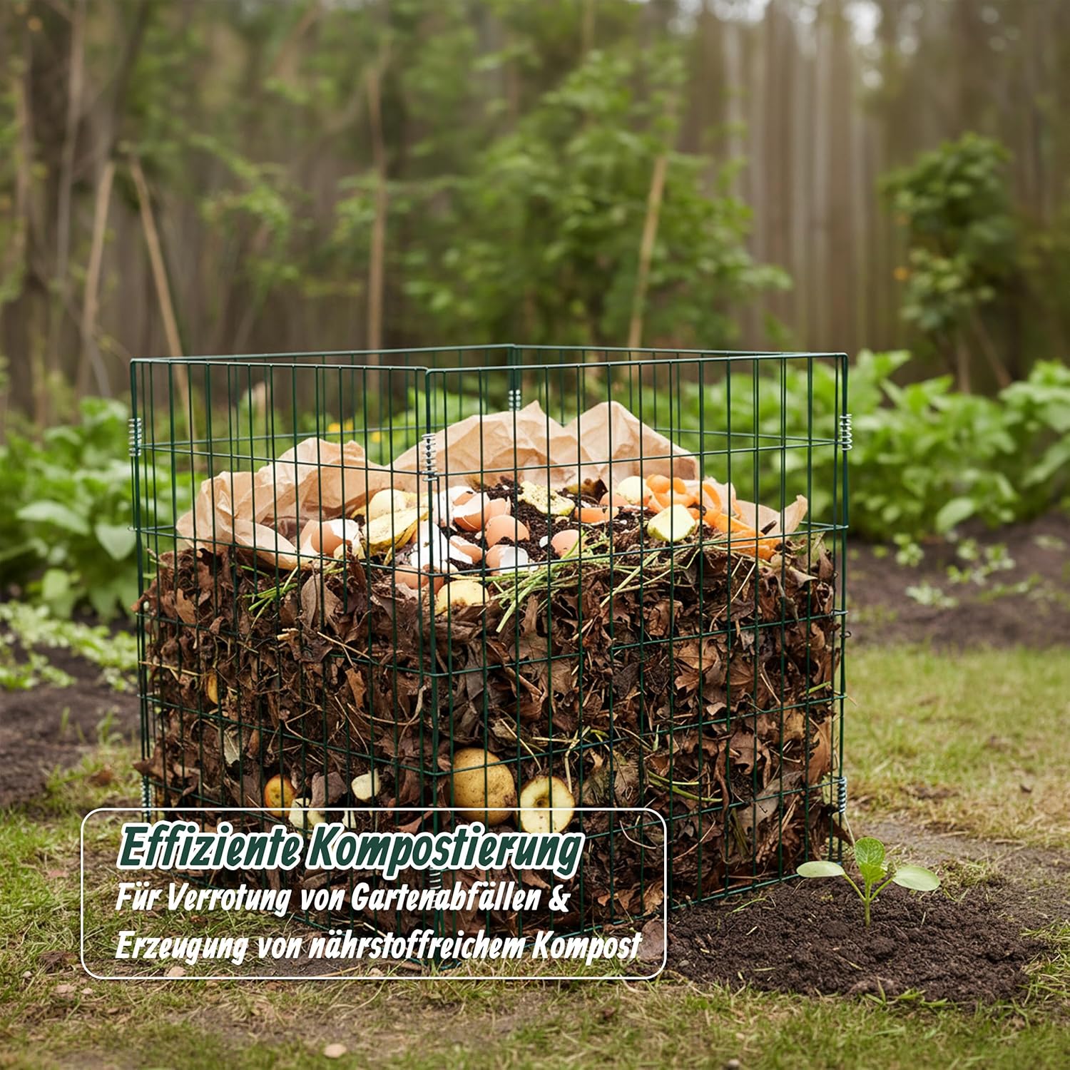 Relaxdays Komposter Metall, 2er Set, Biokomposter Garten, HBT 76x76x76 cm, pulverbeschichteter Draht - Image 5