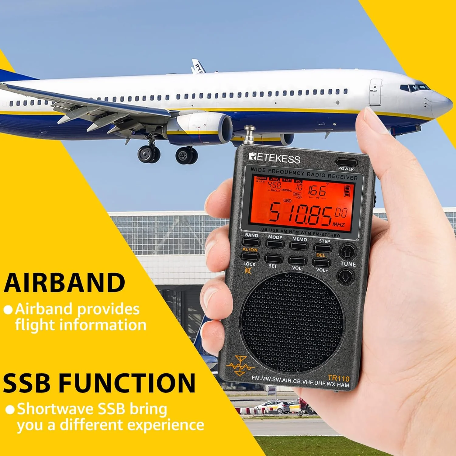 Retekess TR110 Tragbares Digitales Radio,FM MW SW SSB Air Band World Receives Radio,FM Stereo,Sleep - Image 5