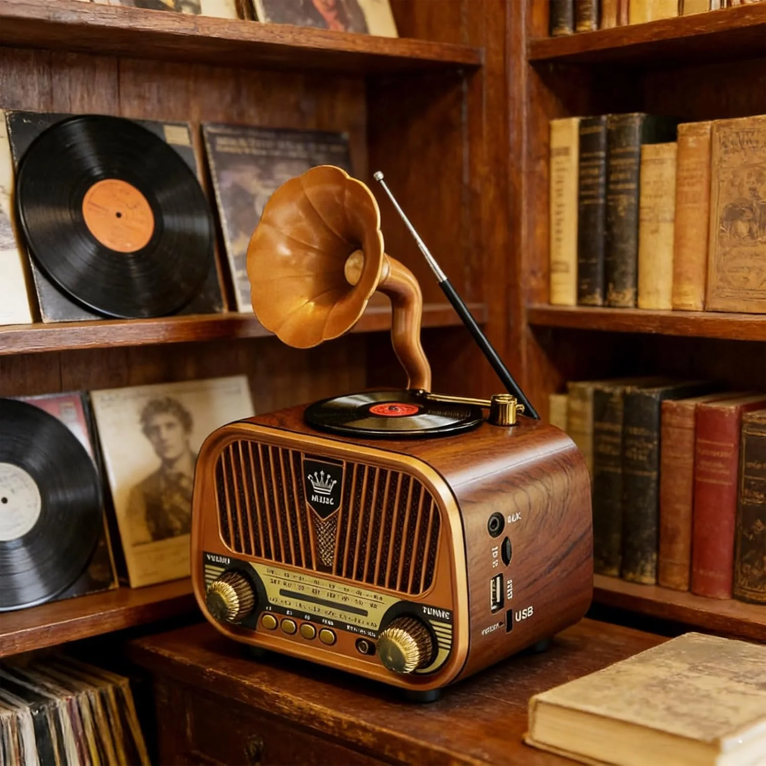 Retro Radio Klein AM/FM/SW, Nostalgie Radio mit Bluetooth, Unterstützt USB/TF/AUX Funktion, Tragbar - Image 7