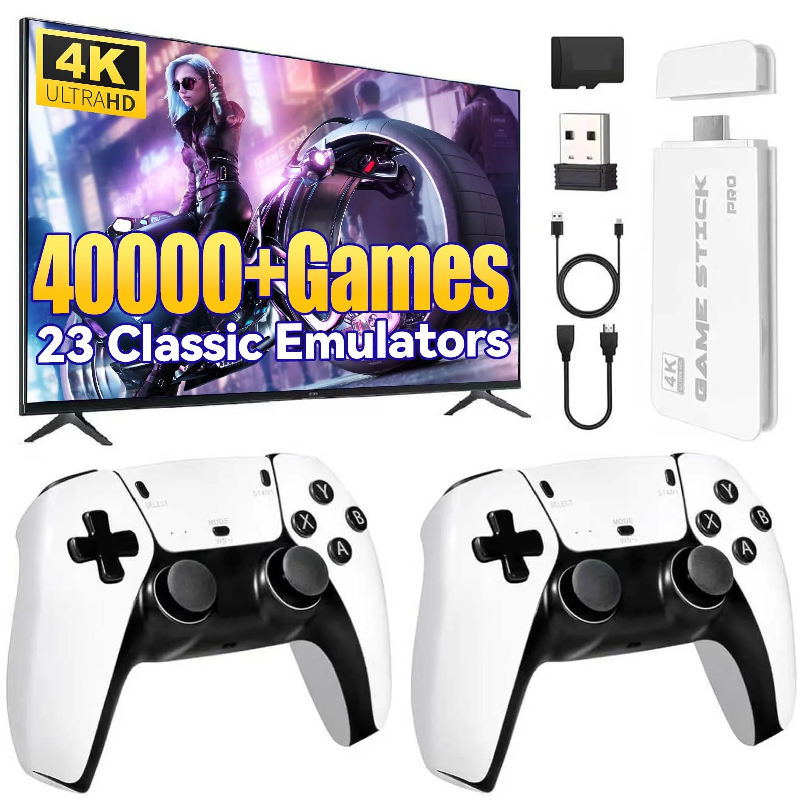 Retro-Spielkonsole 2026, 4K HDMI mit über 40.000 Spielen, 23 Emulatoren, Plug-and-Play, Dual-2,4-GHz