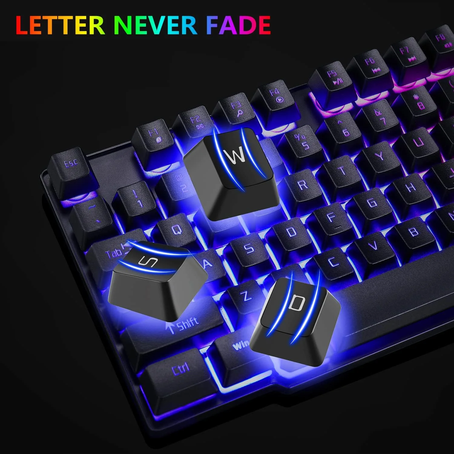 RGB-Gaming-Tastatur und bunte Maus-Kombination, USB-kabelgebundene LED-Hintergrundbeleuchtung, Gamin - Image 4