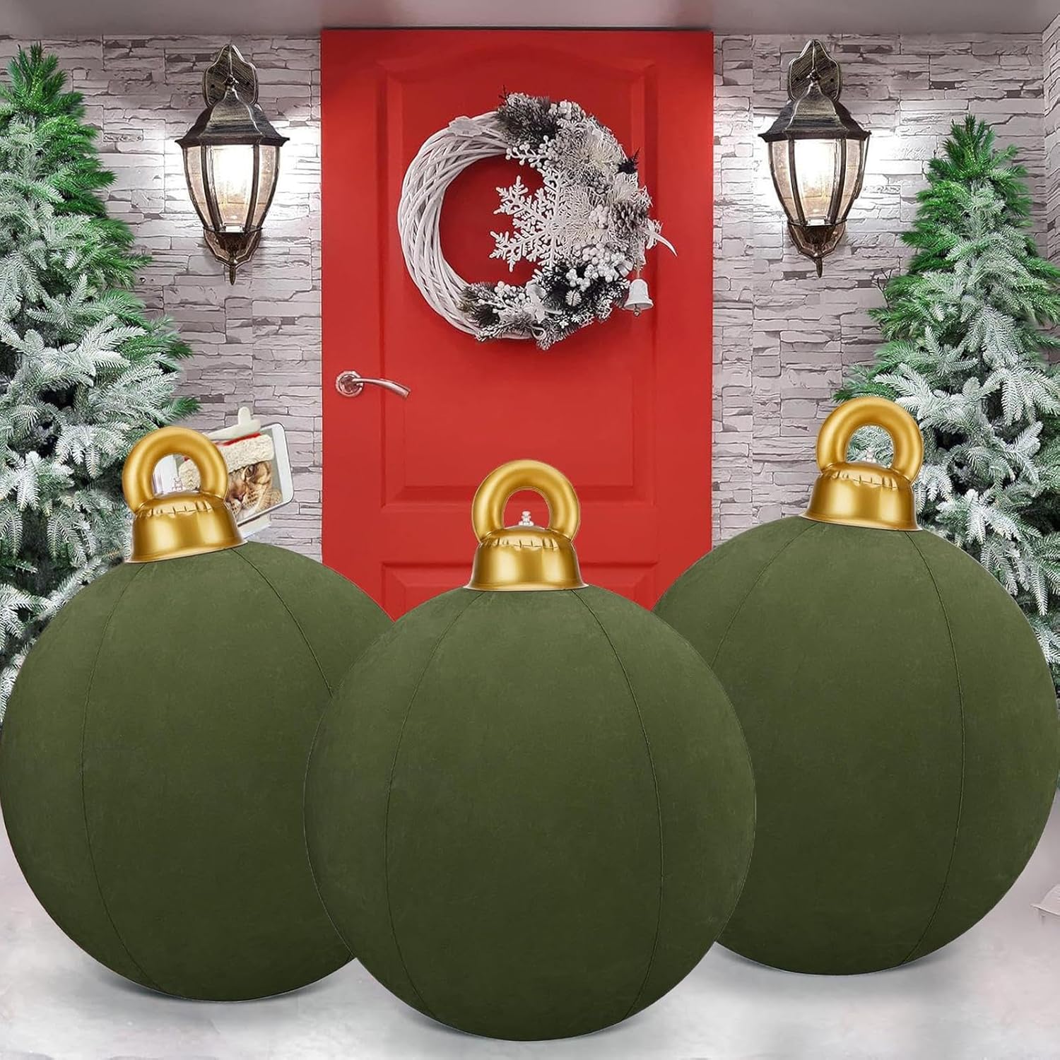 Riesige Aufblasbare Samt-Weihnachtskugeln | 60cm Grosse Aufblasbare Weihnachtskugeln for Christmas H - Image 3