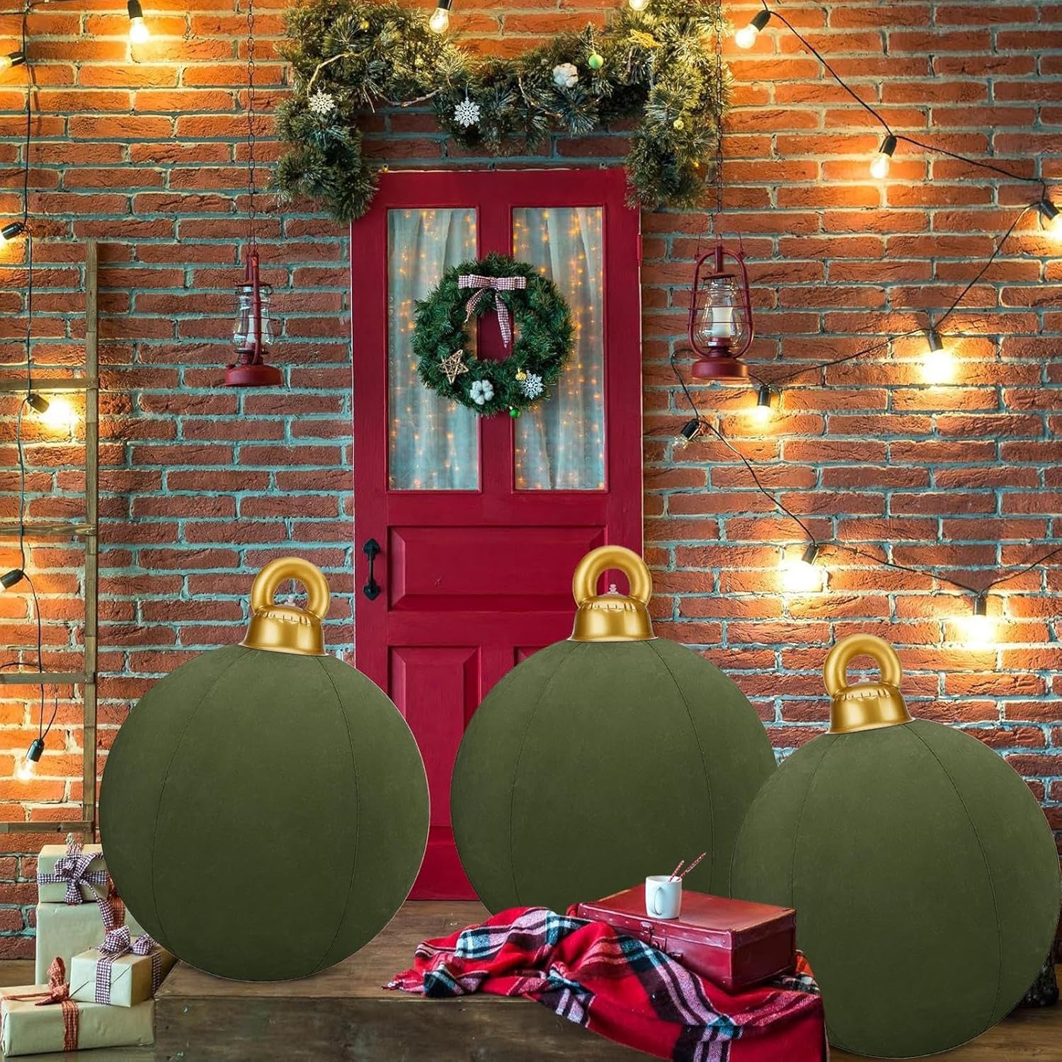Riesige Aufblasbare Samt-Weihnachtskugeln | 60cm Grosse Aufblasbare Weihnachtskugeln for Christmas H - Image 4