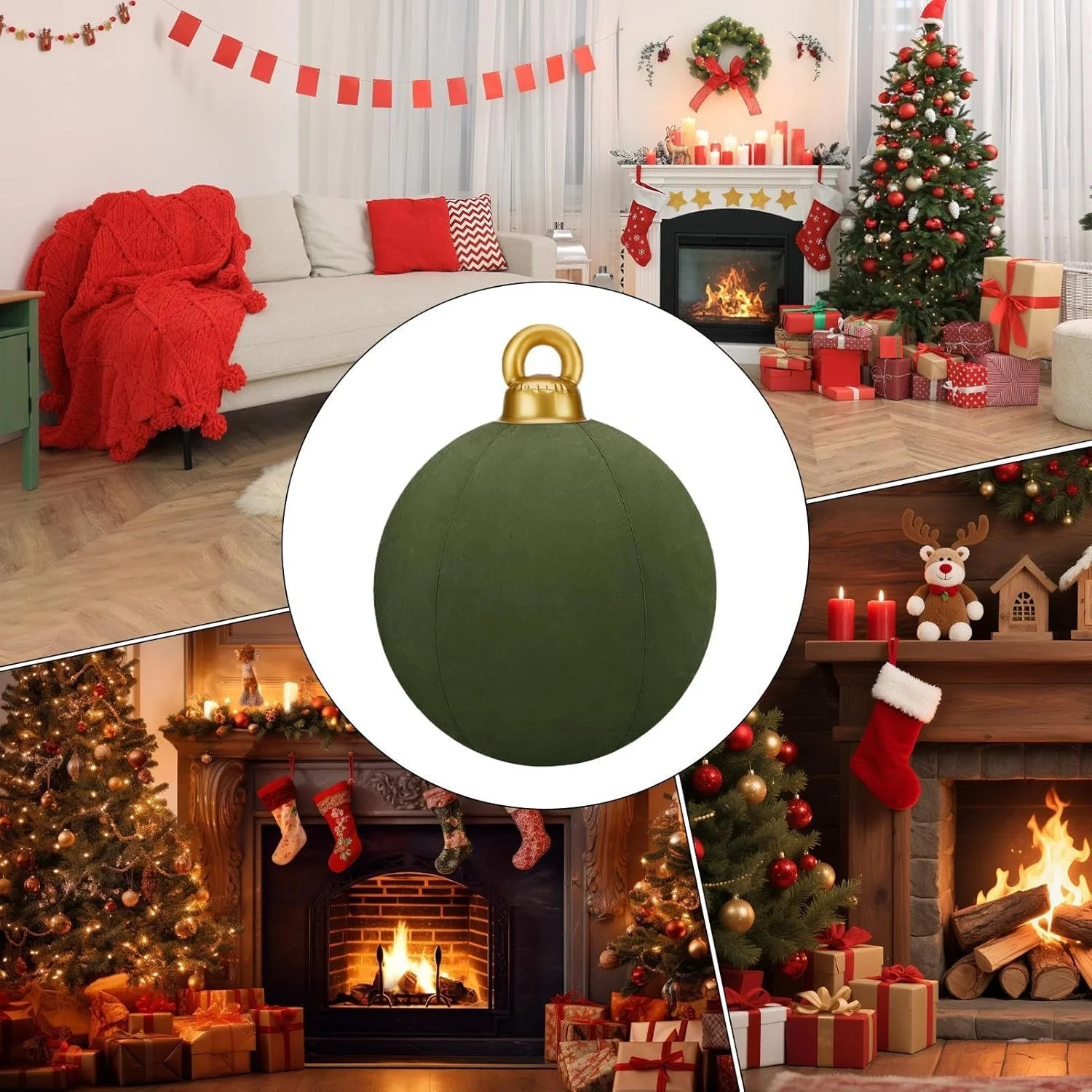 Riesige Aufblasbare Samt-Weihnachtskugeln | 60cm Grosse Aufblasbare Weihnachtskugeln for Christmas H - Image 7