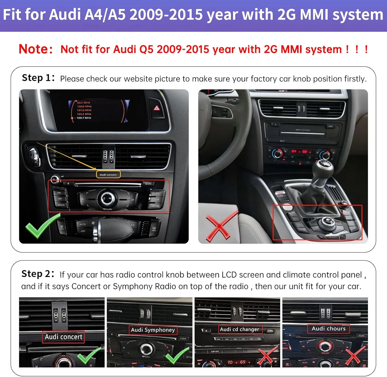 Road Top 12,3 Zoll Autoradio Drahtlos CarPlay Touchscreen für Audi A4 A5 2009-2015 Jahr mit 2GMMI, A - Image 2