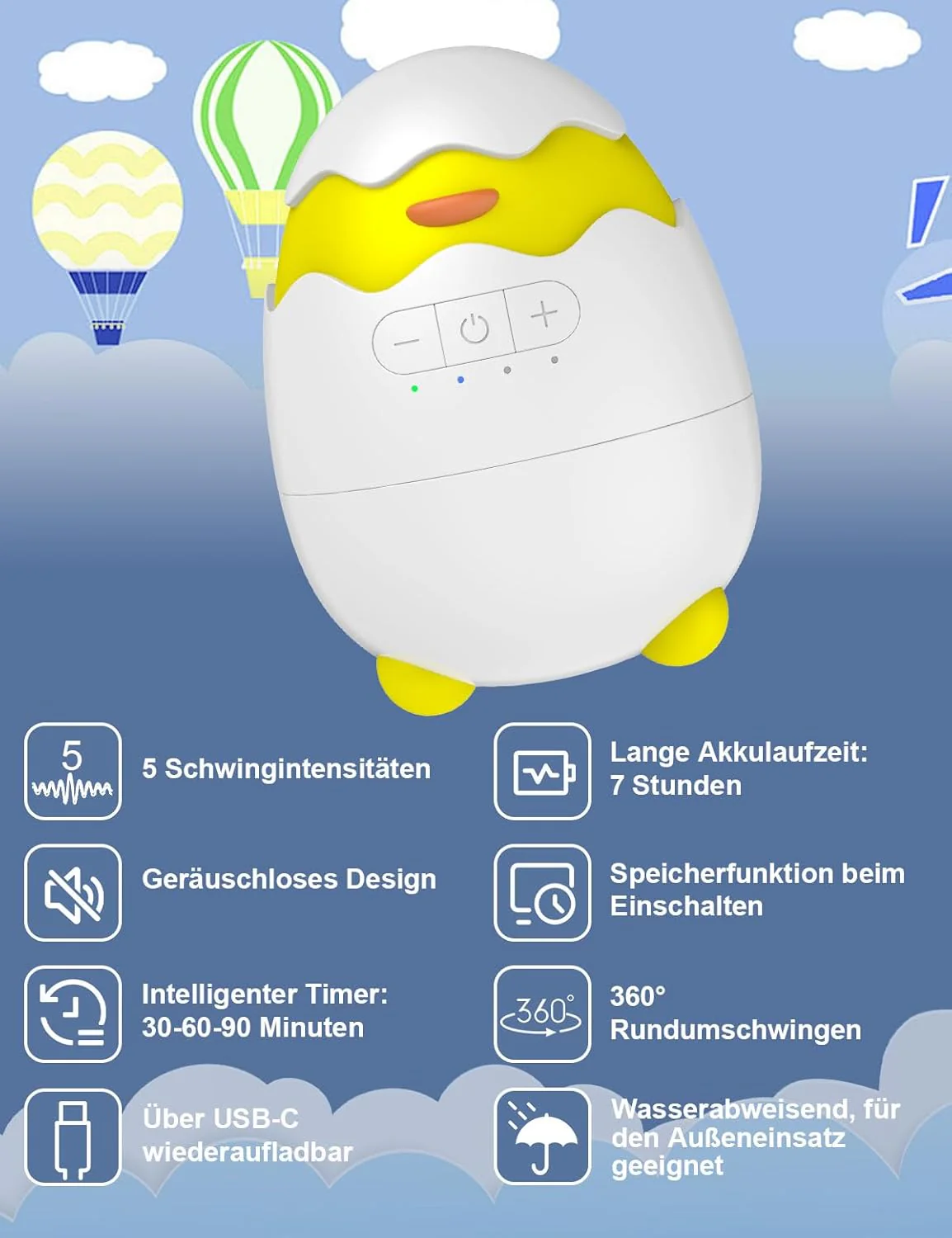 Robofun Kinderwagenschaukler - 2025 Das Original-Schlafhilfe für Babys, 5 Einstellbare Schaukelinten - Image 3