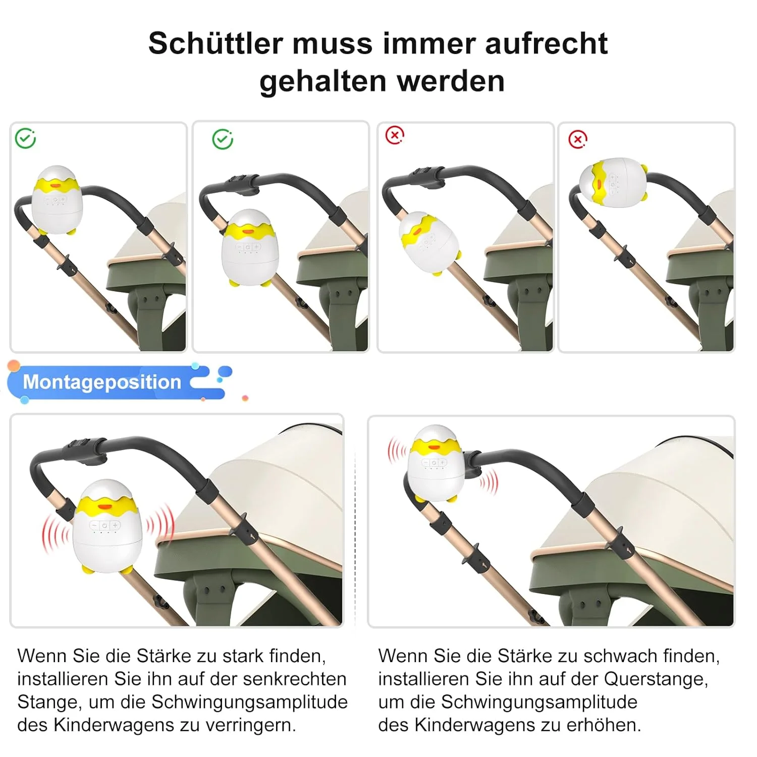 Robofun Kinderwagenschaukler - 2025 Das Original-Schlafhilfe für Babys, 5 Einstellbare Schaukelinten - Image 7