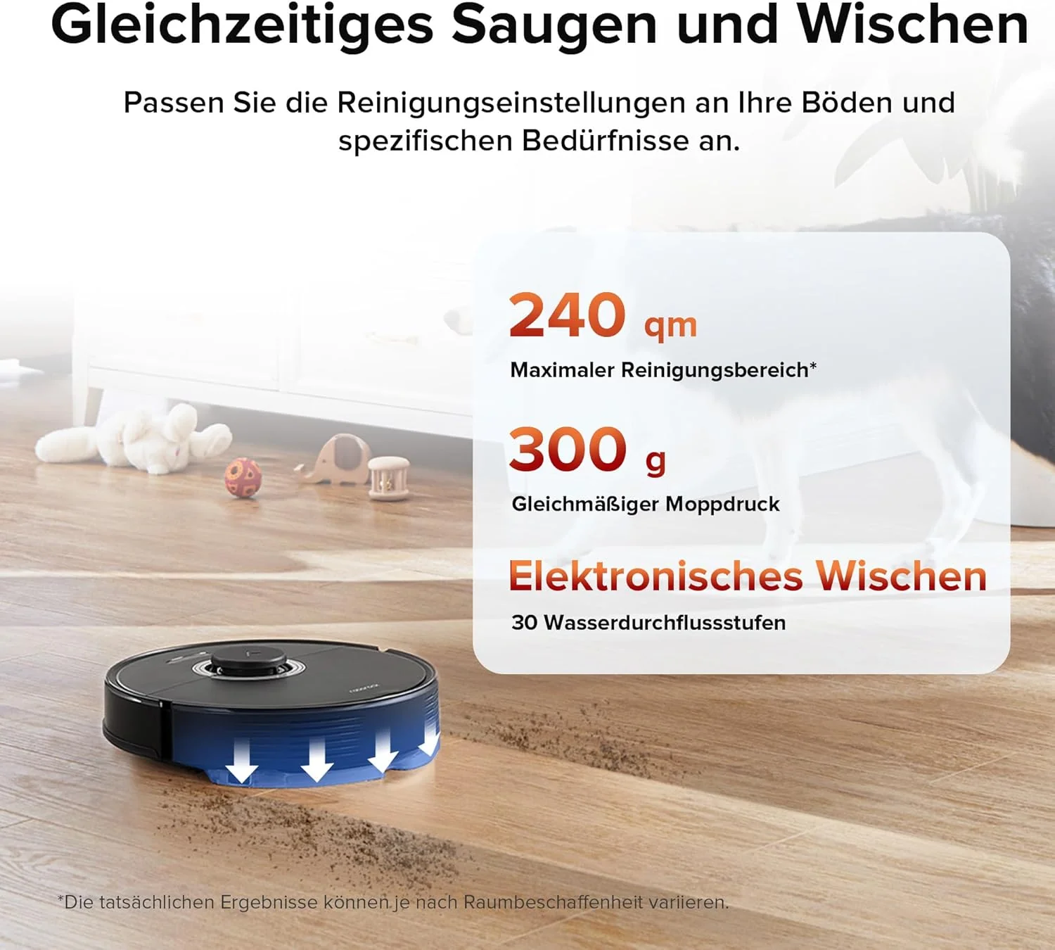 roborock Q7 Max Saugroboter mit Vollgummibürste, 4200Pa Saugkraft, Staubsauger Wischroboter PreciSen - Image 4