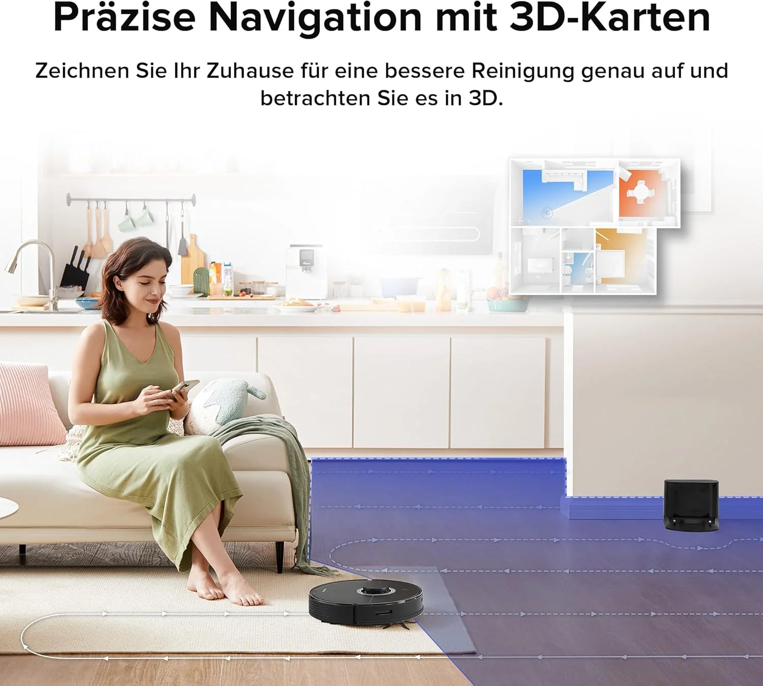 roborock Q7 Max Saugroboter mit Vollgummibürste, 4200Pa Saugkraft, Staubsauger Wischroboter PreciSen - Image 6