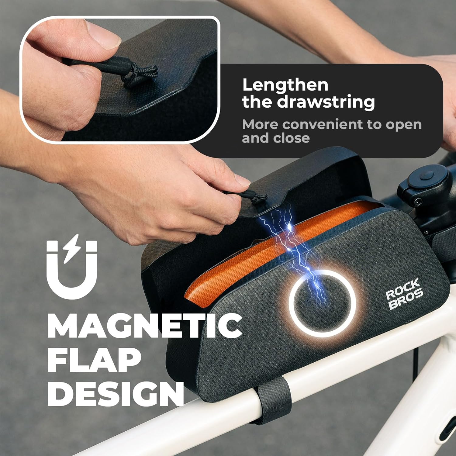 ROCKBROS Fahrrad Oberrohrtasche 100% Wasserdicht mit magnetischem Deckel Fahrradrahmentasche Dreieck - Image 2