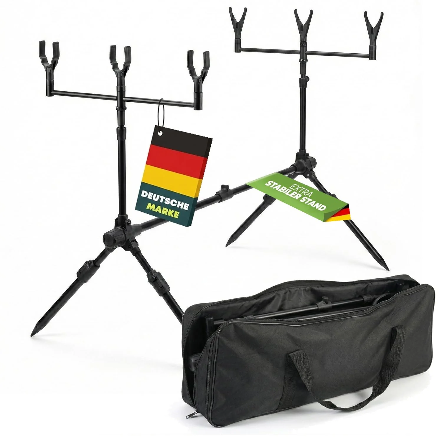 Rod Pod Rutenhalter Tripod Set Halter Rutenständer 3 Angelruten Angelständer mit Tasche Angel Zubehö