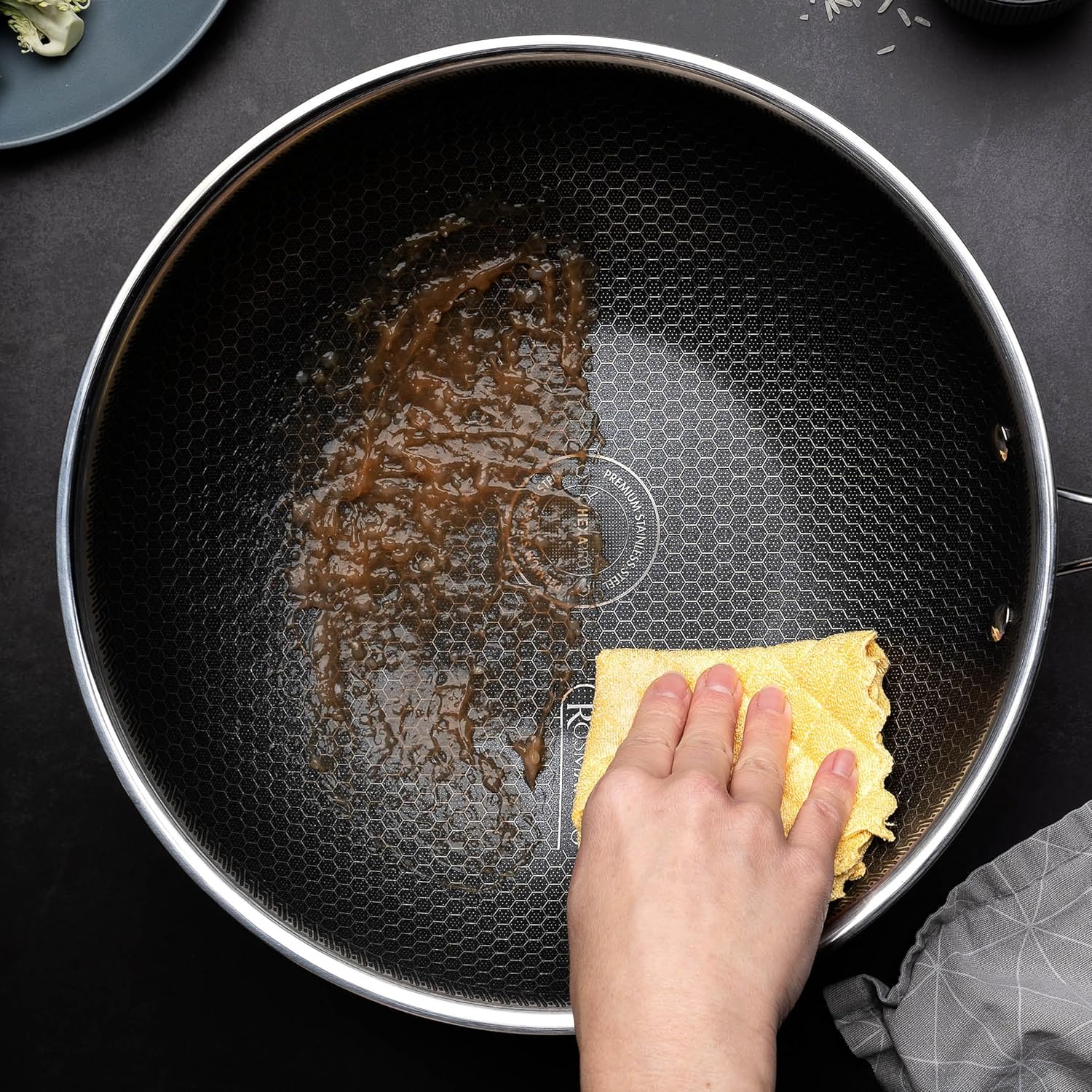 Rosmarino HexaPro 3.0 Pfannkuchenpfanne und Wok - 2-teilig, verschiedene Grössen, aus Edelstahl & Al - Image 8
