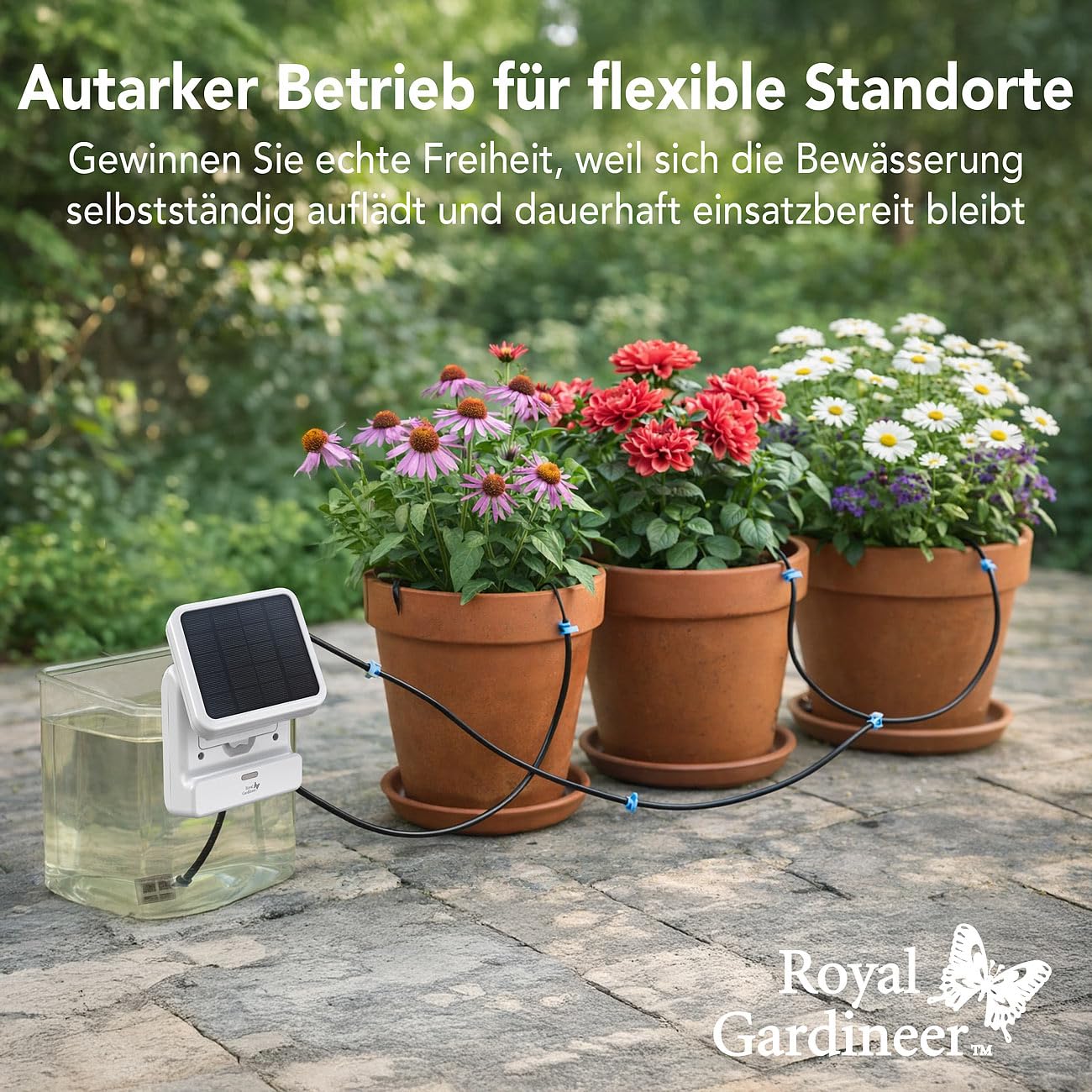 Royal Gardineer Smartes WLAN-Solar-Bewässerungssystem mit Pumpe, 30 l/Std., Akku, App - Image 3
