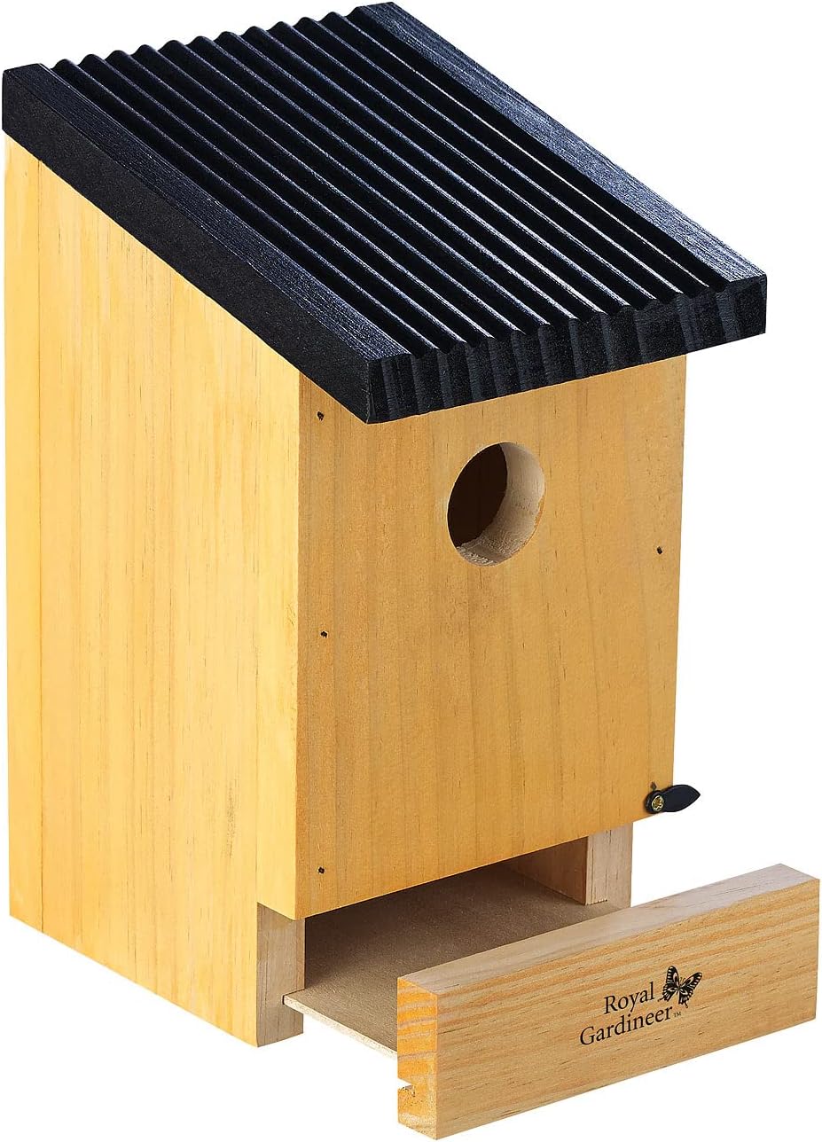 Royal Gardineer Vogelhaus Holz: 8er-Set Tannenholz-Nistkästen für Wildvögel, 22x14x12 cm, vormontier - Image 7