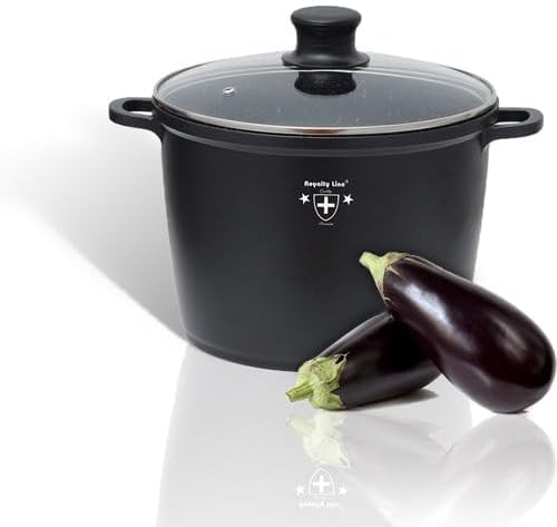 ROYALTY LINE - Suppentopf 28cm 10,5L schwarz Marmorbeschichtung Antihaft Topf Topf mit Glasdeckel - Image 2