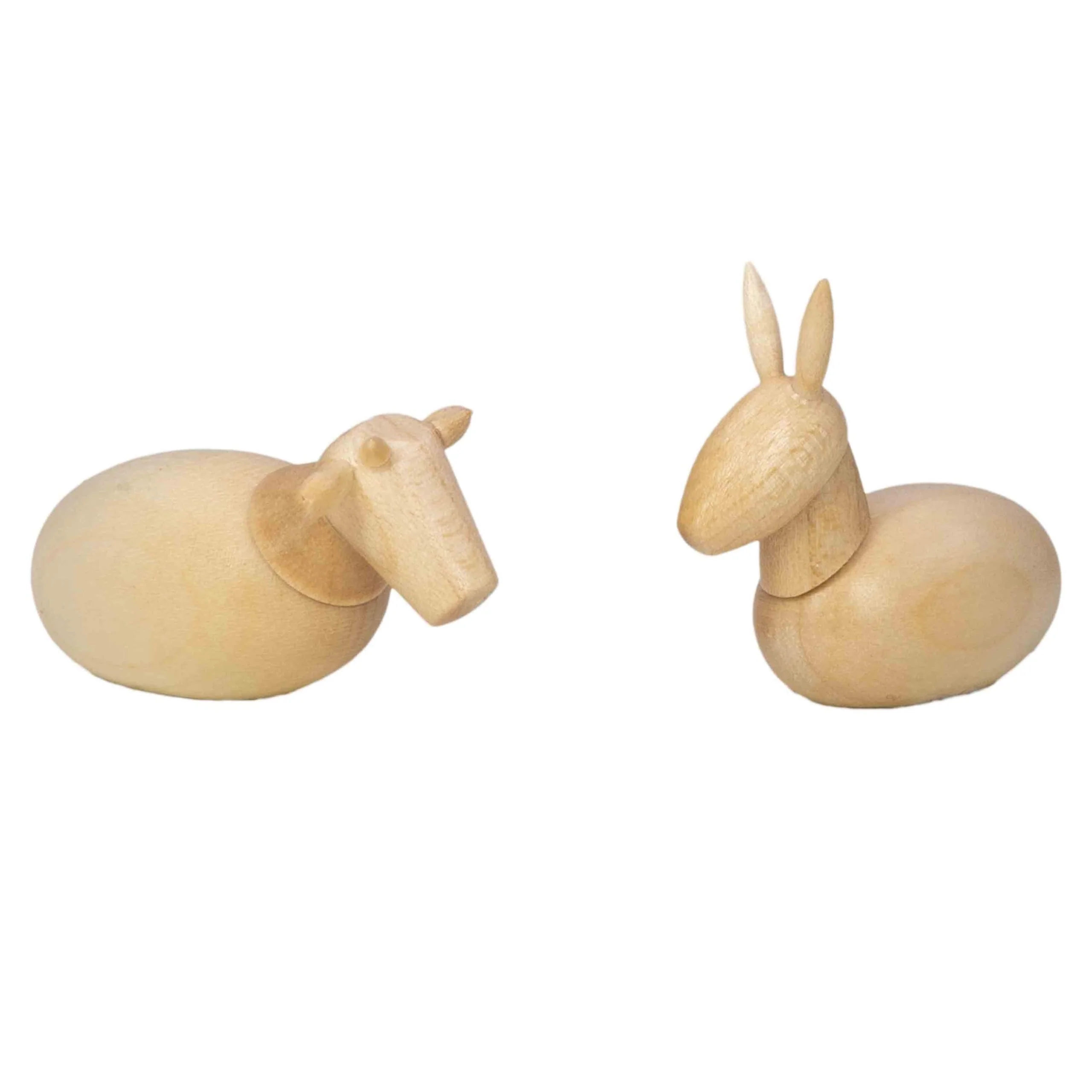 Rudolphs Schatzkiste Krippenfigur Ochse und Esel naturbelassen, stilisiert in 2 Teilen BxHxT 2x2,5x5