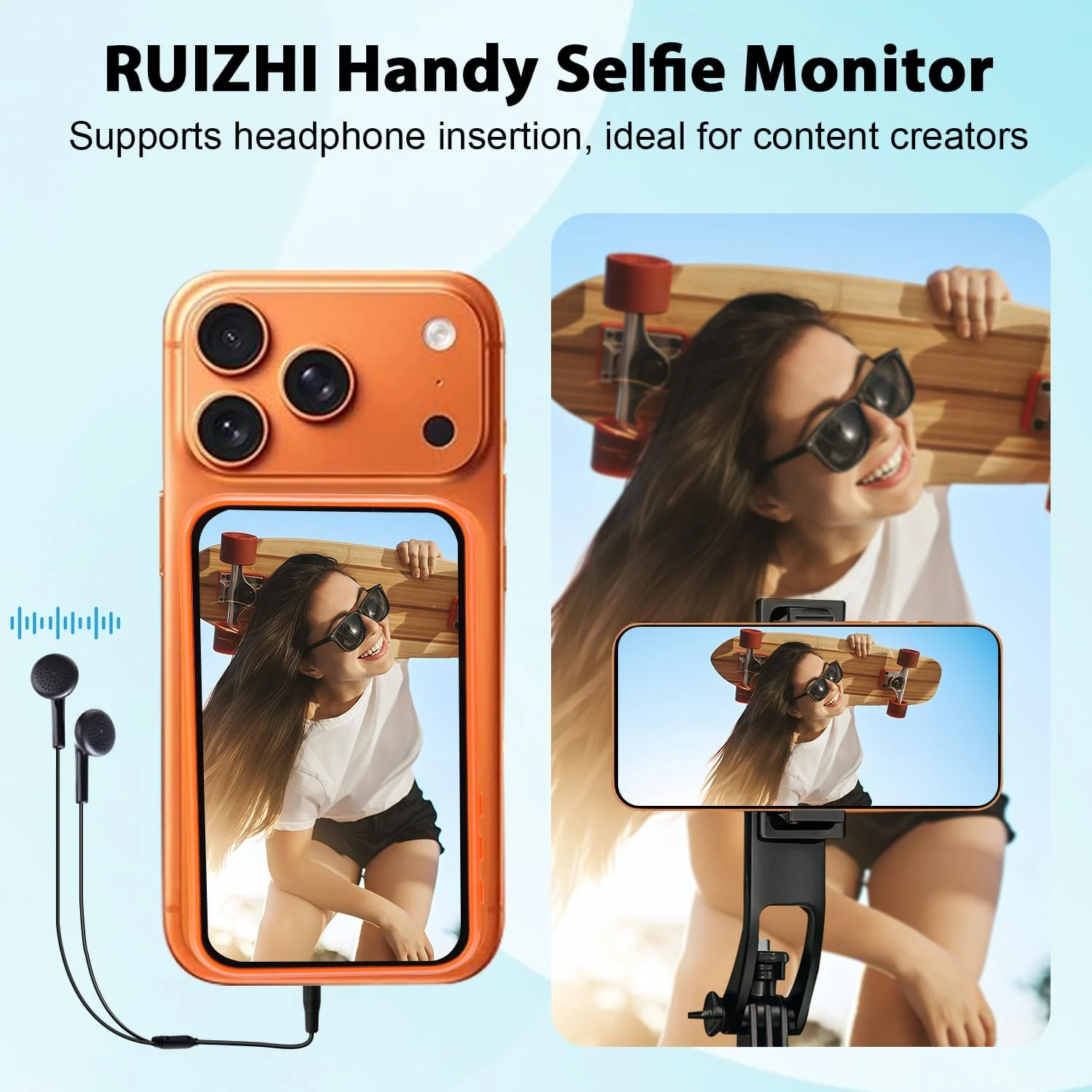 RUIZHI Handy Selfie Monitor, Magnetischer Vlog Bildschirm Selfie Monitor mit Lautsprecher, Grosse Re - Image 7
