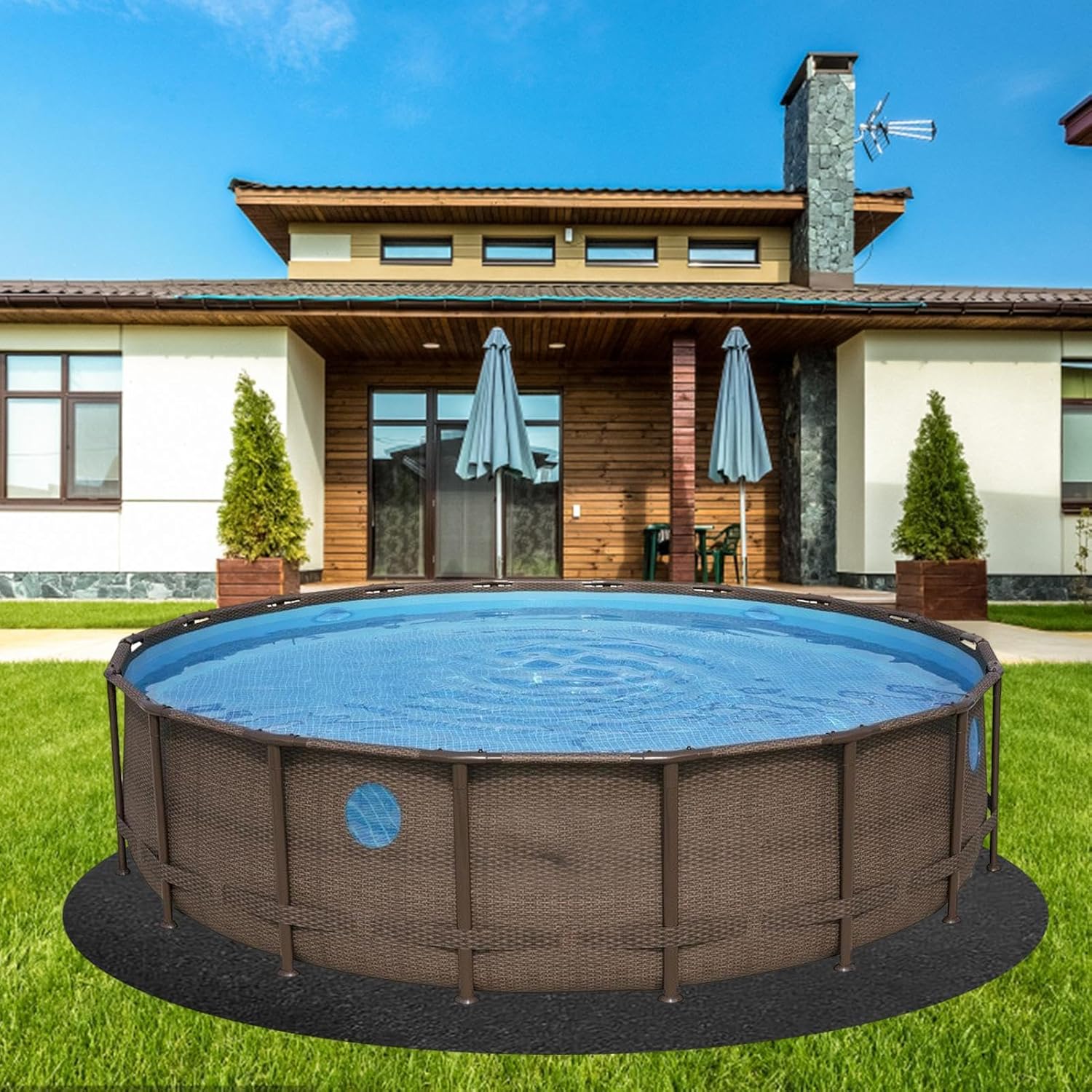 Runde Poolunterlage, Pool Unterlage Rund Poolmatten, Dicke Bodenschutzplane, Pool Bodenplane, Runde - Image 8