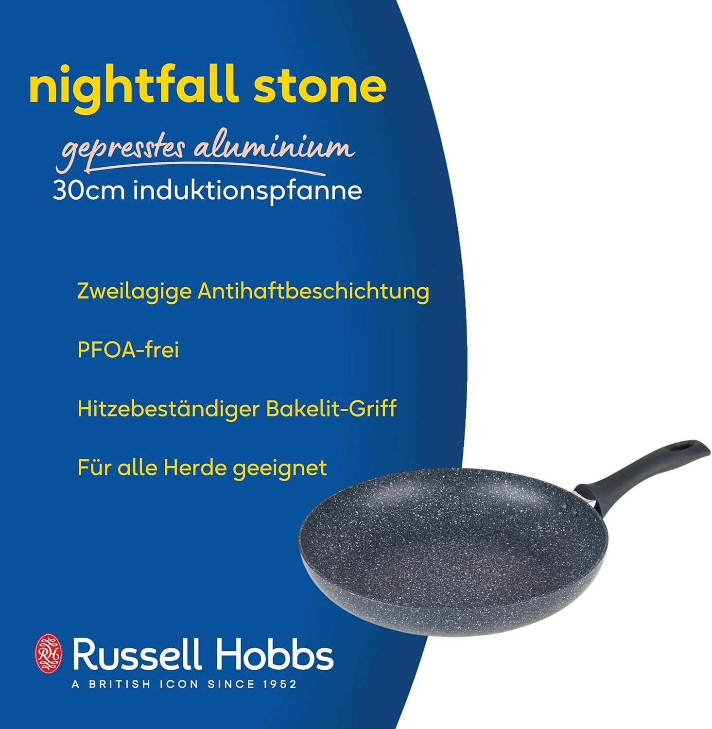 Russell Hobbs Bratpfanne 30cm, Pfanne Induktion mit Antihaftbeschichtung, Beschichtete Pfanne für al - Image 2