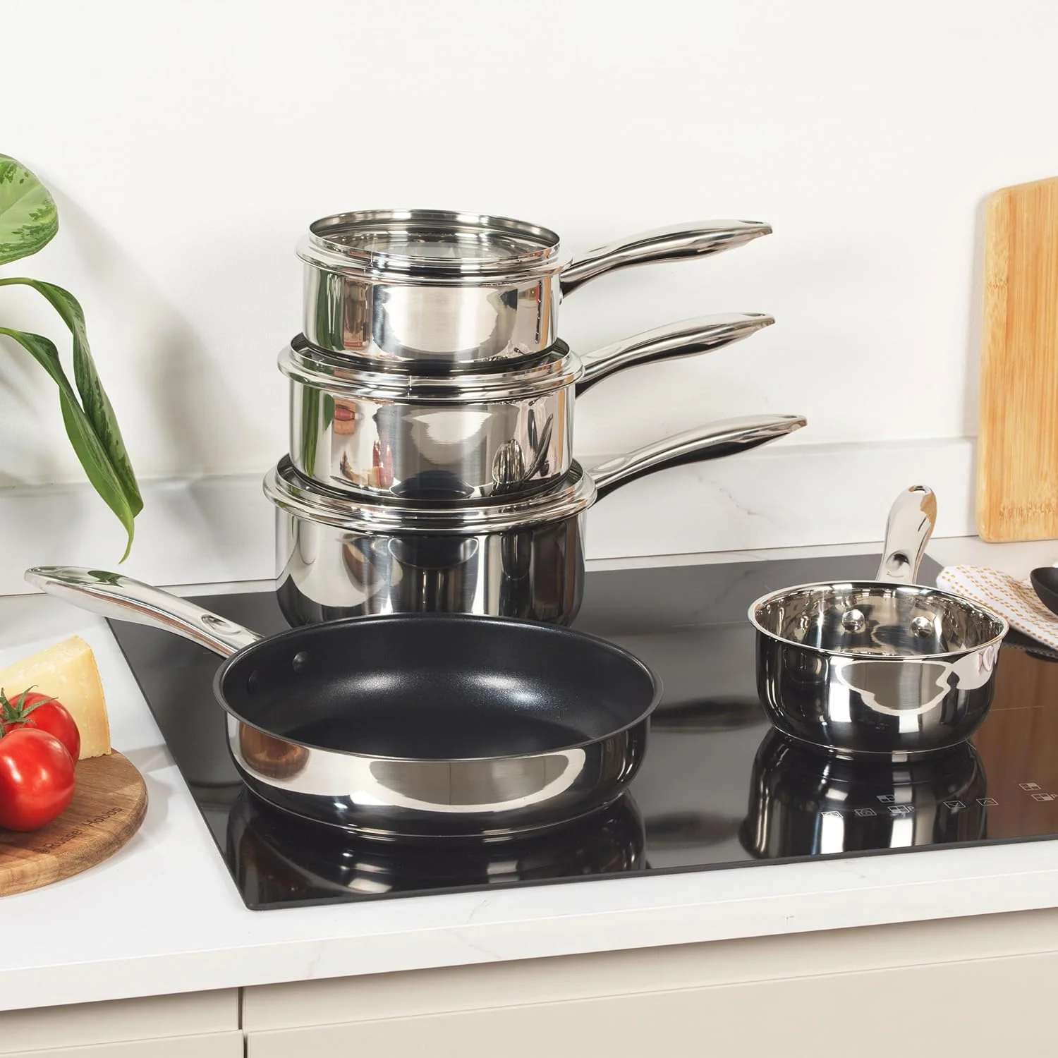 Russell Hobbs Topfsets Pfannenset 5-teilig - Antihaft-Edelstahl Kochgeschirr-Set, Bratpfanne 24cm, T - Image 4