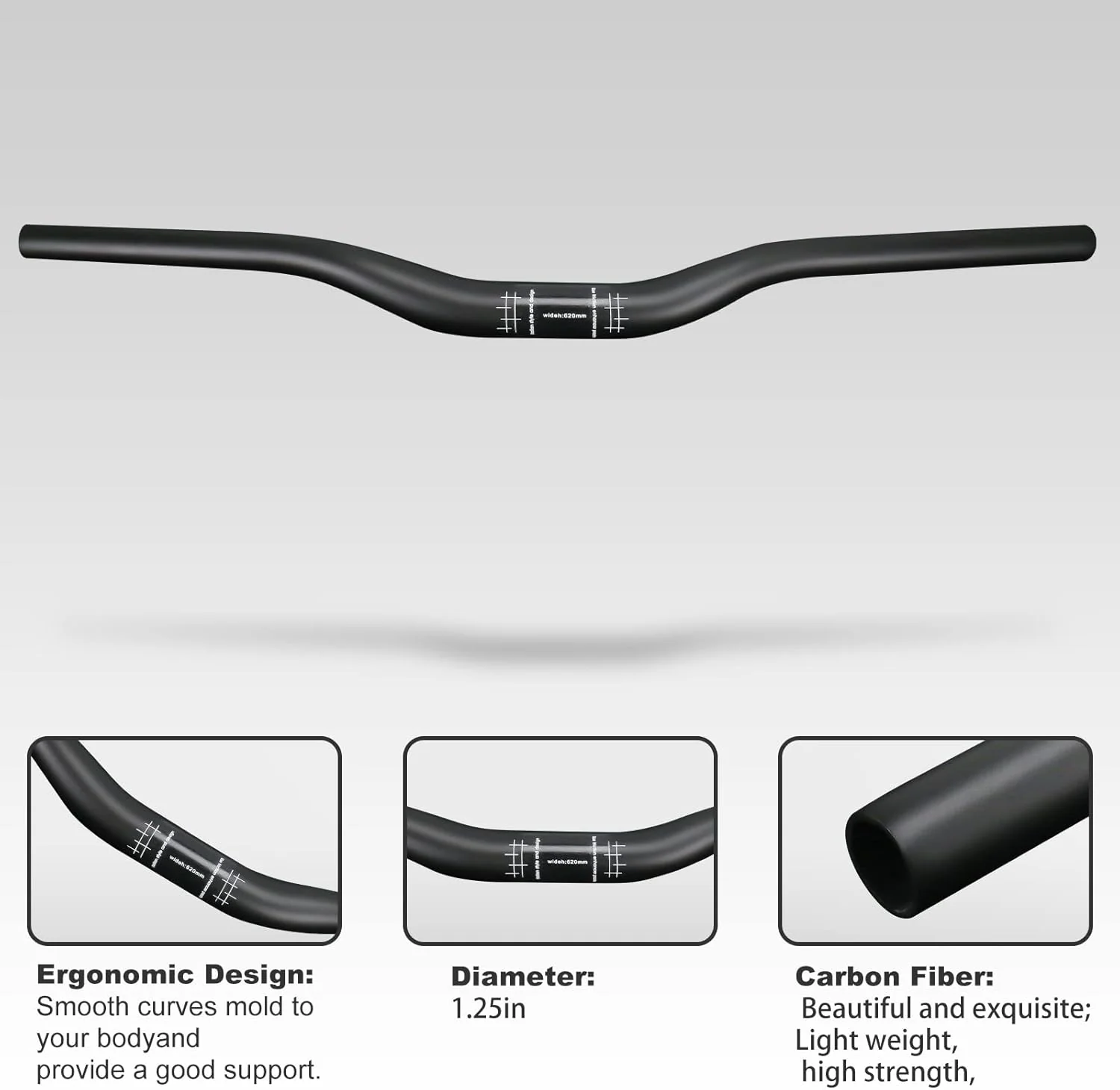 RXL SL lenker carbon riser 31.8mm mtb carbon downhill lenker UD matt 720mm rise 18mm kein Logo UD ma - Image 2