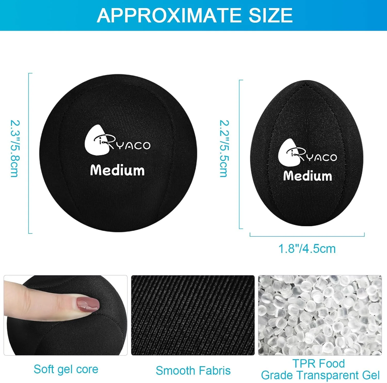 RYACO 6 Stück Gel Stressball für Erwachsene - Antistressball Mit verschiedenen Stärken und Grössen - - Image 3