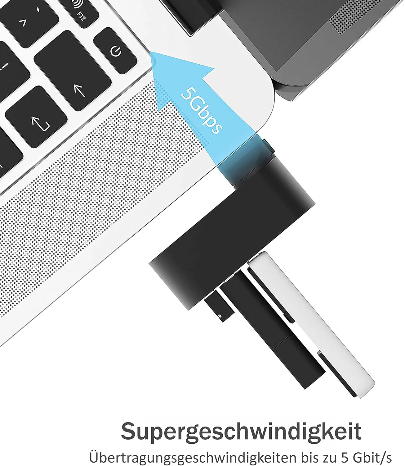 SABRENT Premium 3 Port Aluminium Mini USB 3.0 Hub [um 90 ° / 180 ° drehbar] (HB-R3MB) 3 port Schwarz - Image 3