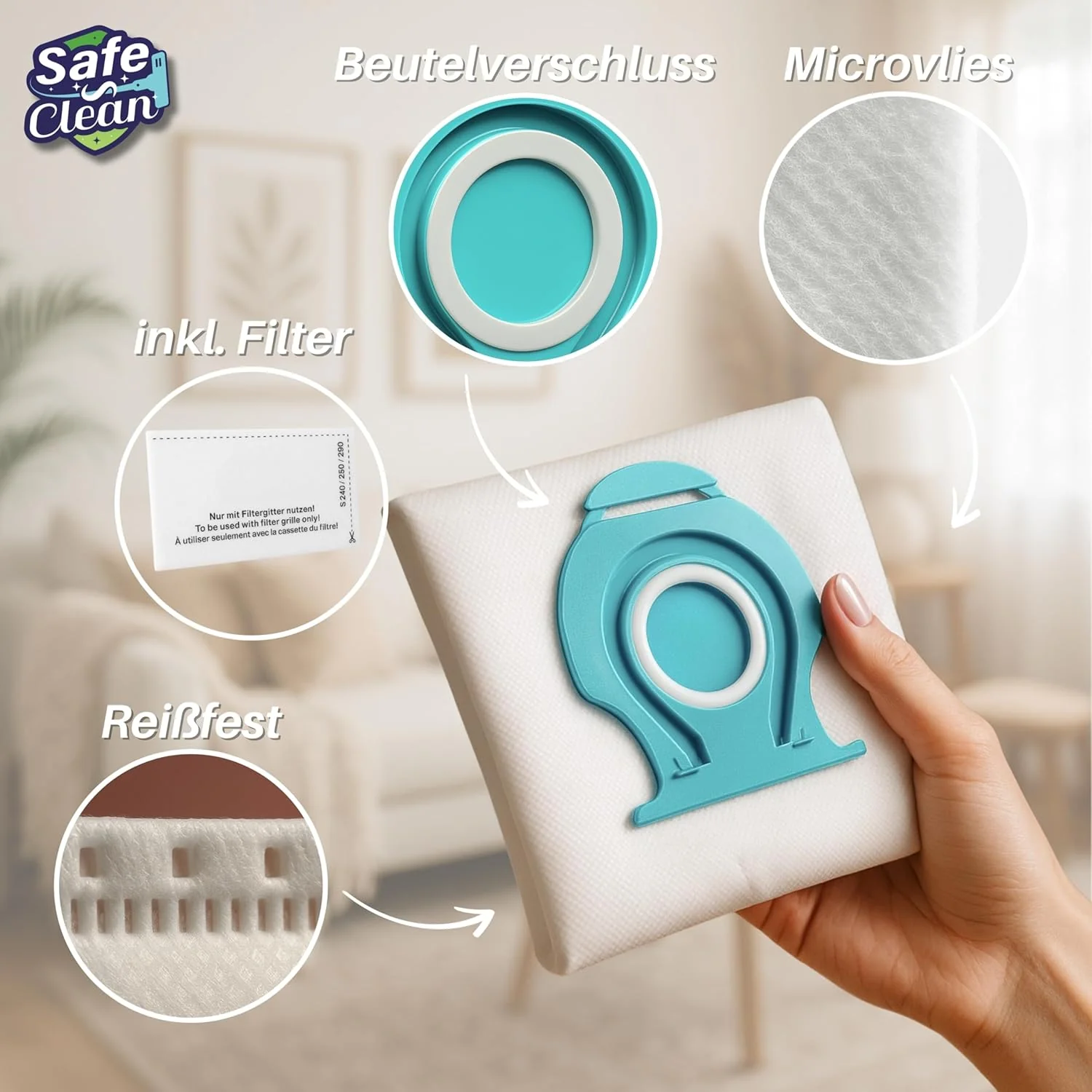 SAFE 'N CLEAN Staubsaugerbeutel kompatibel mit Miele Guard | Ersatz für TU XXL HyClean Pure/CO XXL V - Image 5