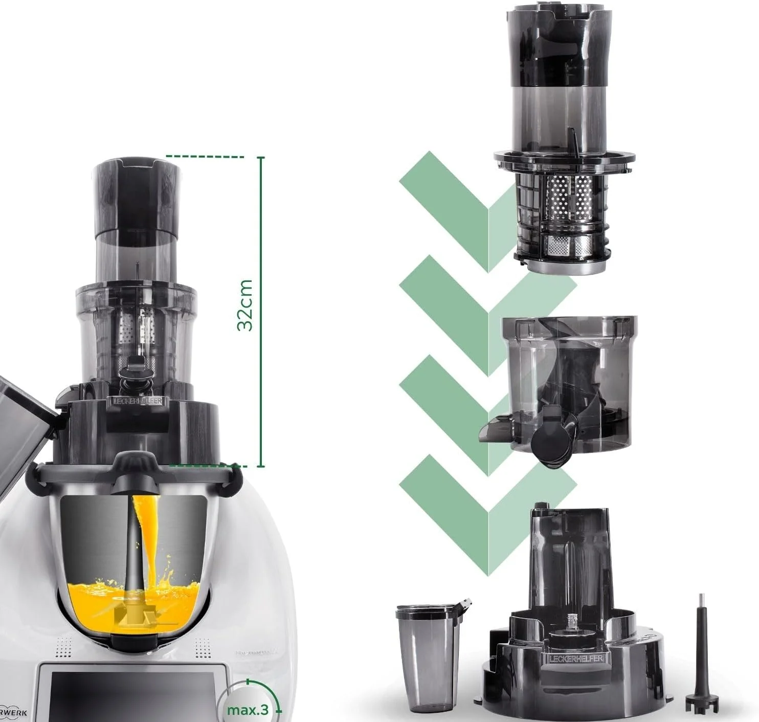 SaftPRO – Slow Juicer, Entsafter passend für den Thermomix TM6, TM5, perfekter kaltgepresster Saft m - Image 7