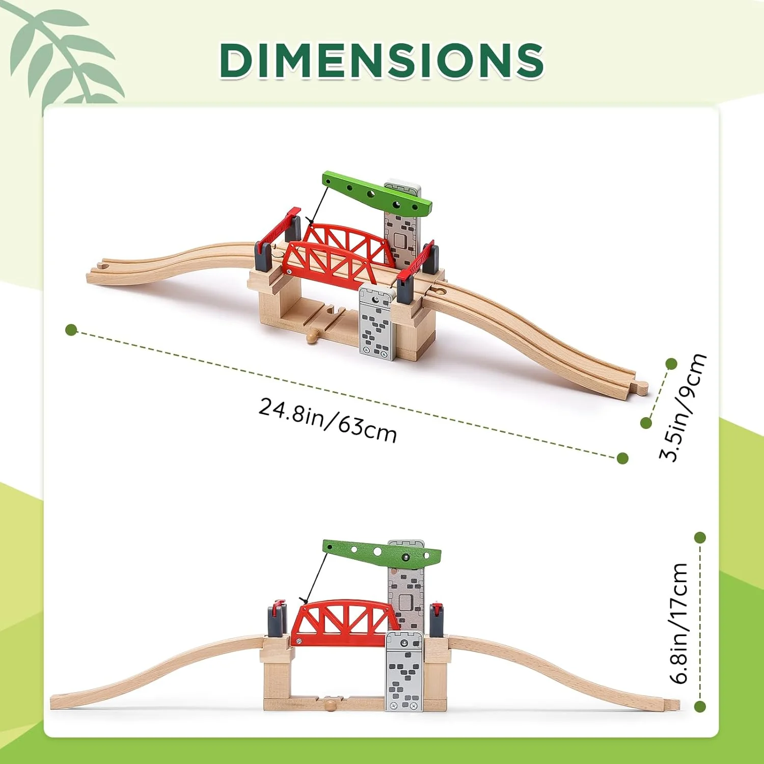 SainSmart Jr. Holzeisenbahn-Set Zubehör, bewegliche Hebebrücke Set mit Gleis für Kinder, kompatibel - Image 6