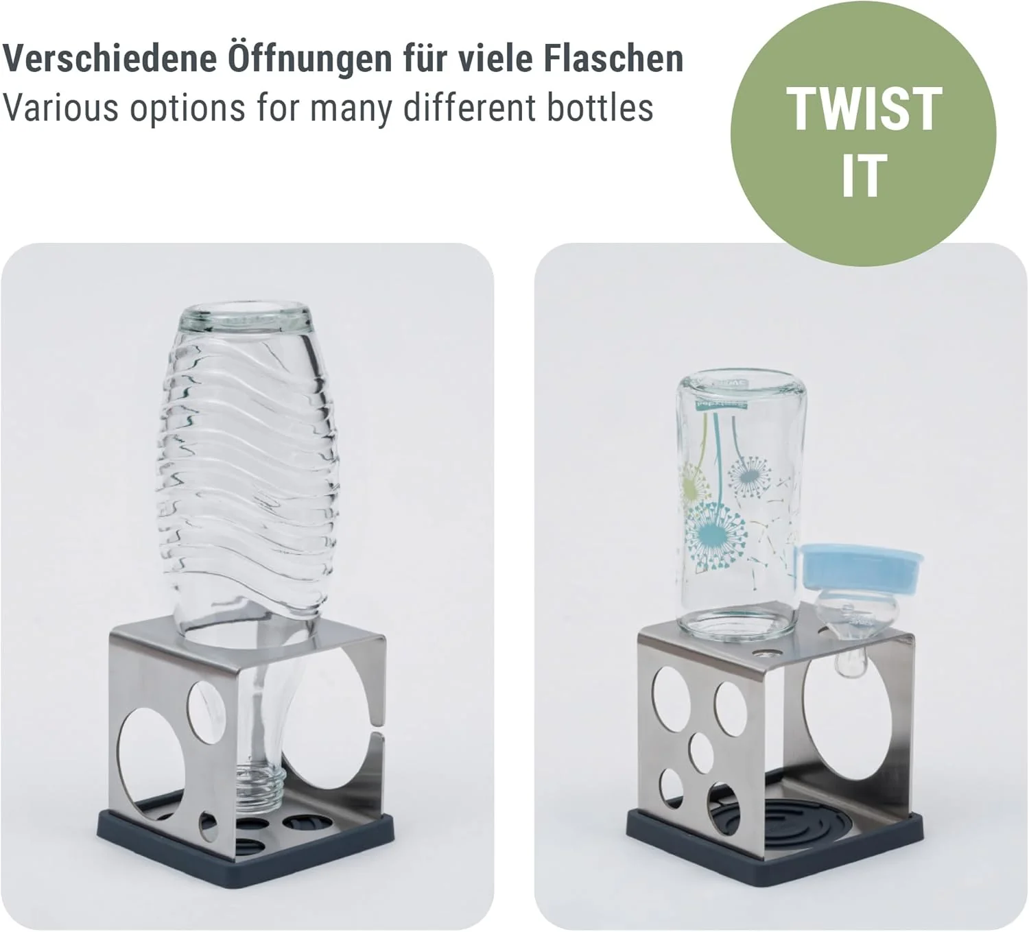 Sanni Shoo All-in-One Flaschenhalter - platzsparendes Abtropfgestell für die meisten Flaschen mit Ab - Image 6