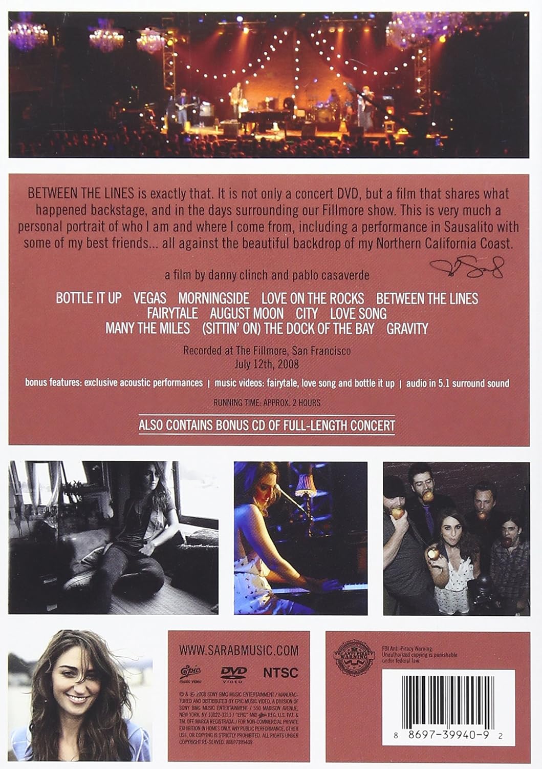 Sara Bareilles - Between the Lines/Live at the Fillmore (+ CD) [2 DVDs], DVD - Image 2